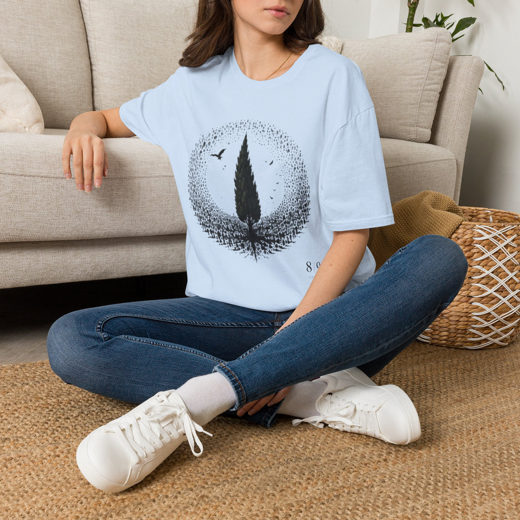 Tree Silhouette T-Shirt — Minimal Nature Graphic with Birds