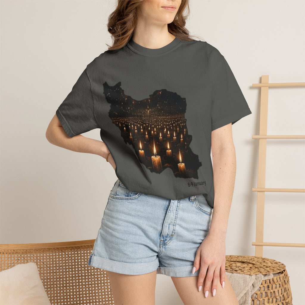 Memorial Candlemap T‑Shirt — Iran Candlelight Vigil 8-9 January / 18-19 Tribute