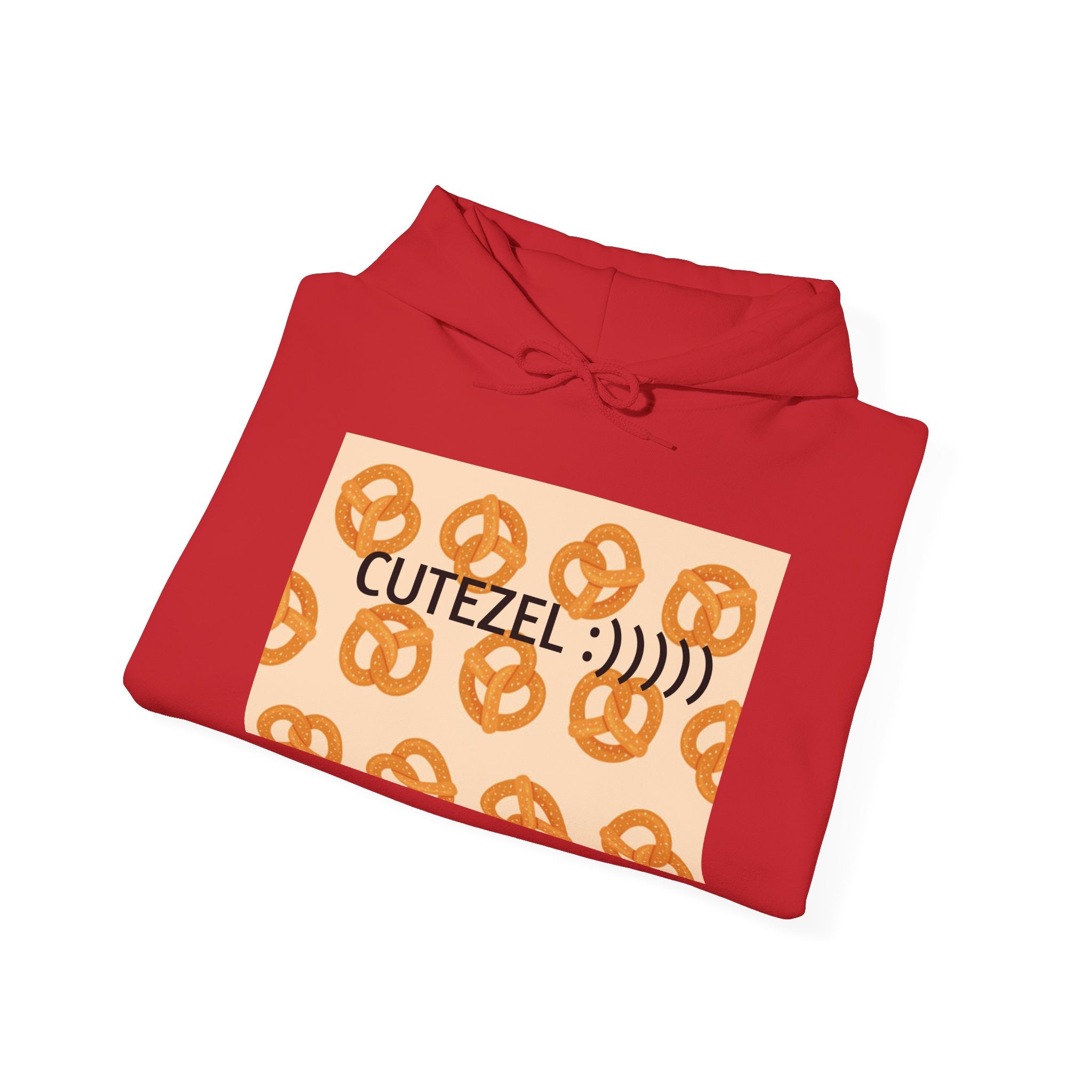 Pretzel Pun Hoodie — "CUTEZEL :))))" Graphic Sweatshirt (What do you call a cute PRETZEL?)