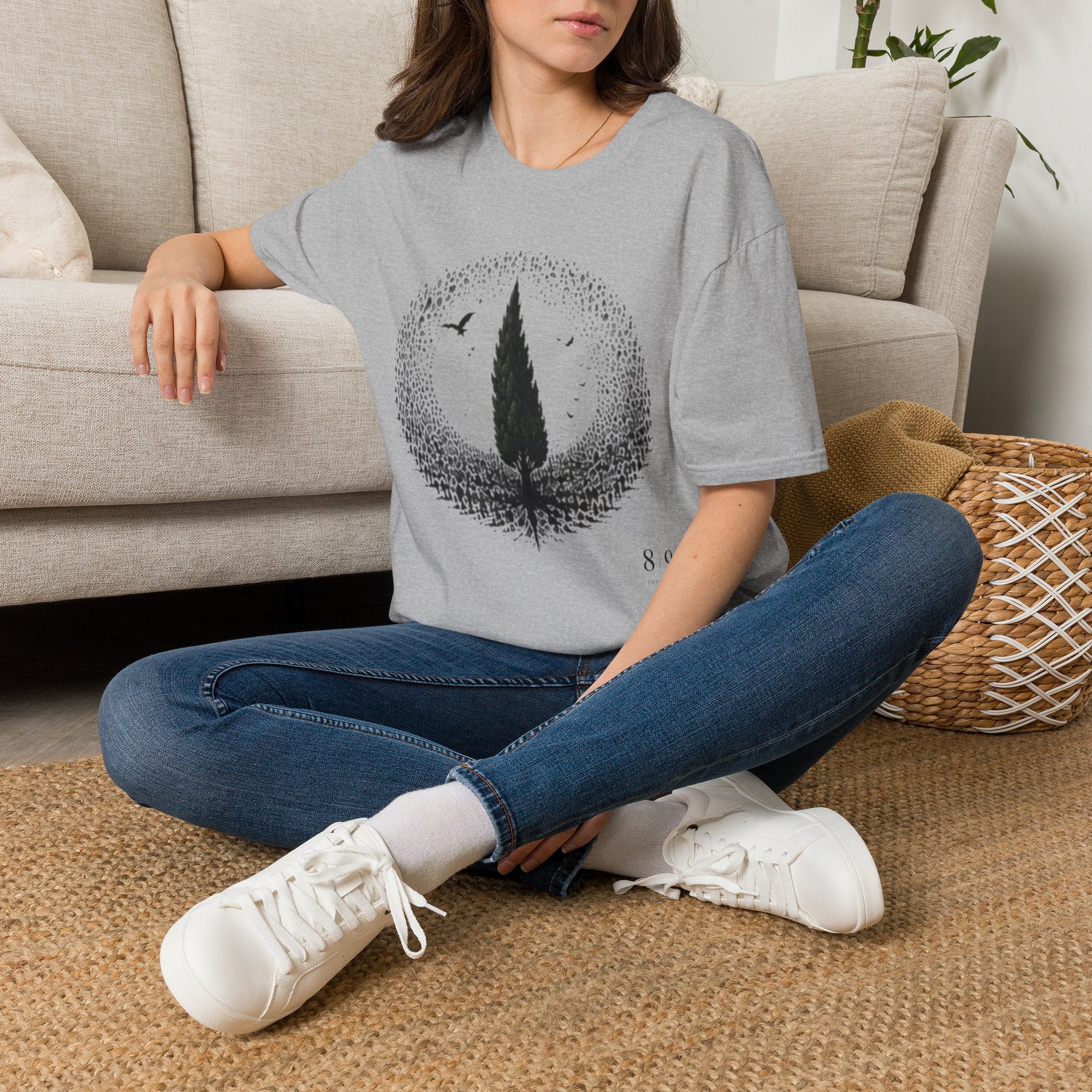 Tree Silhouette T-Shirt — Minimal Nature Graphic with Birds