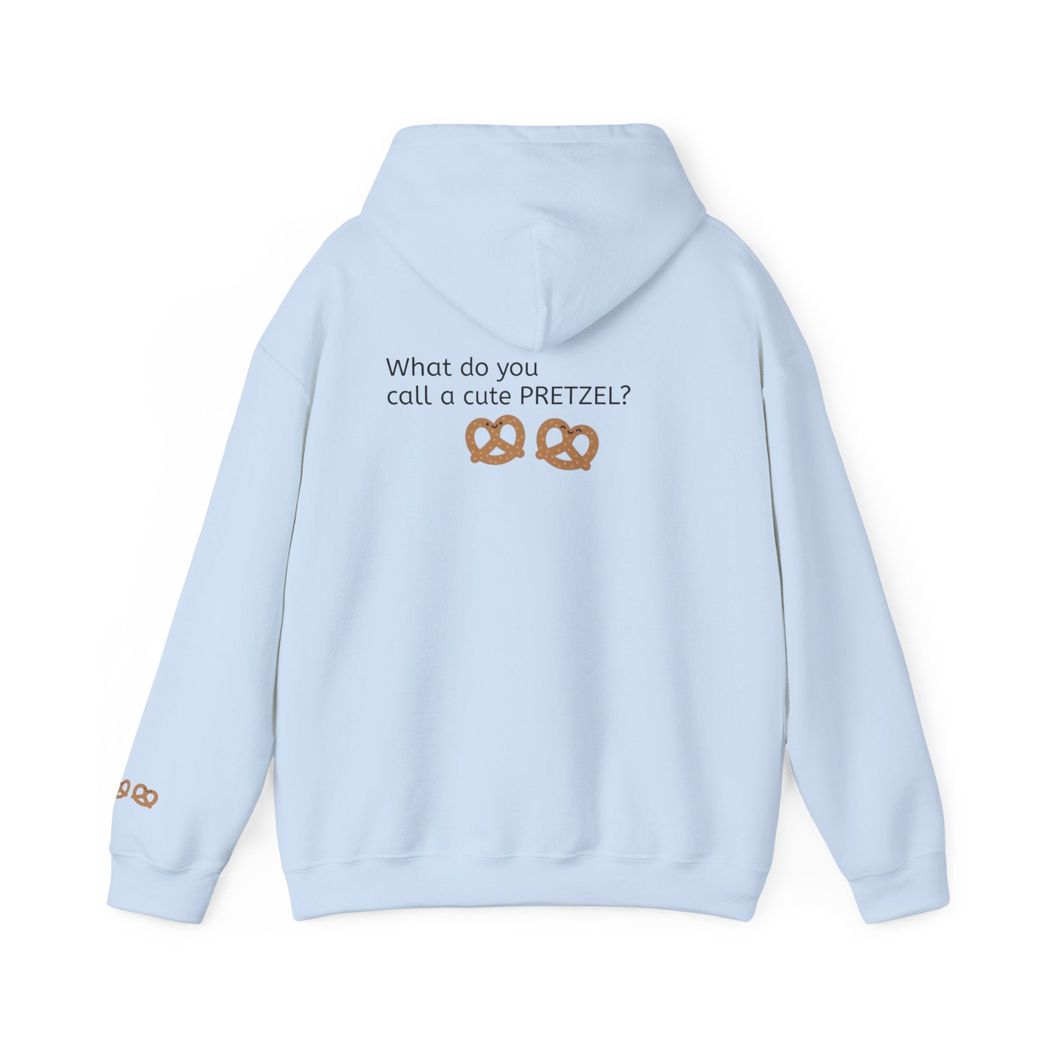 Pretzel Pun Hoodie — "CUTEZEL :))))" Graphic Sweatshirt (What do you call a cute PRETZEL?)