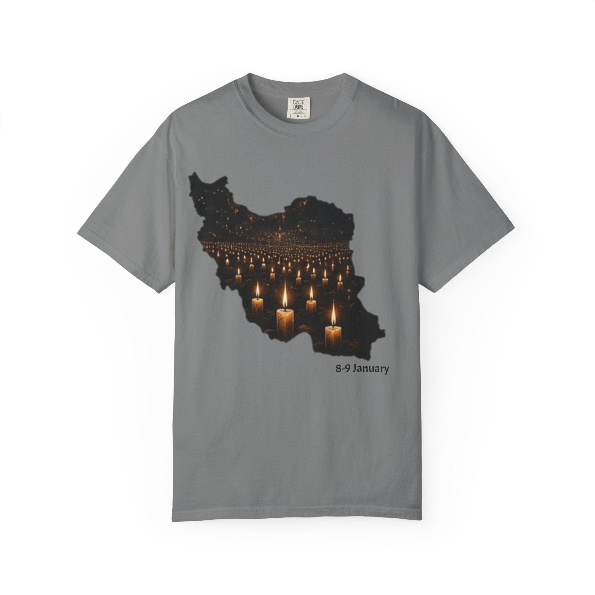 Memorial Candlemap T‑Shirt — Iran Candlelight Vigil 8-9 January / 18-19 Tribute