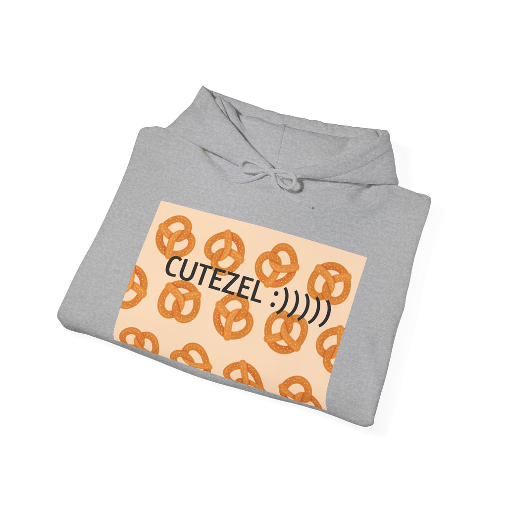 Pretzel Pun Hoodie — "CUTEZEL :))))" Graphic Sweatshirt (What do you call a cute PRETZEL?)