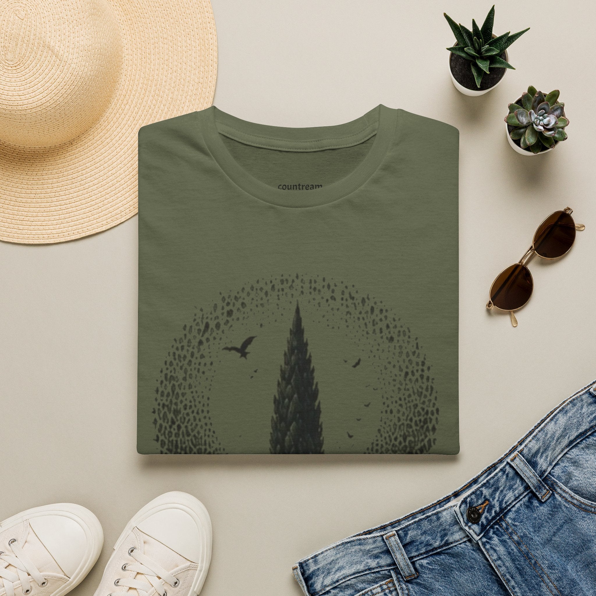 Tree Silhouette T-Shirt — Minimal Nature Graphic with Birds