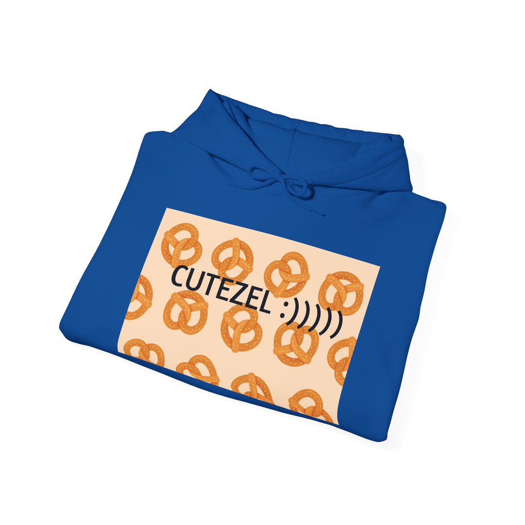Pretzel Pun Hoodie — "CUTEZEL :))))" Graphic Sweatshirt (What do you call a cute PRETZEL?)