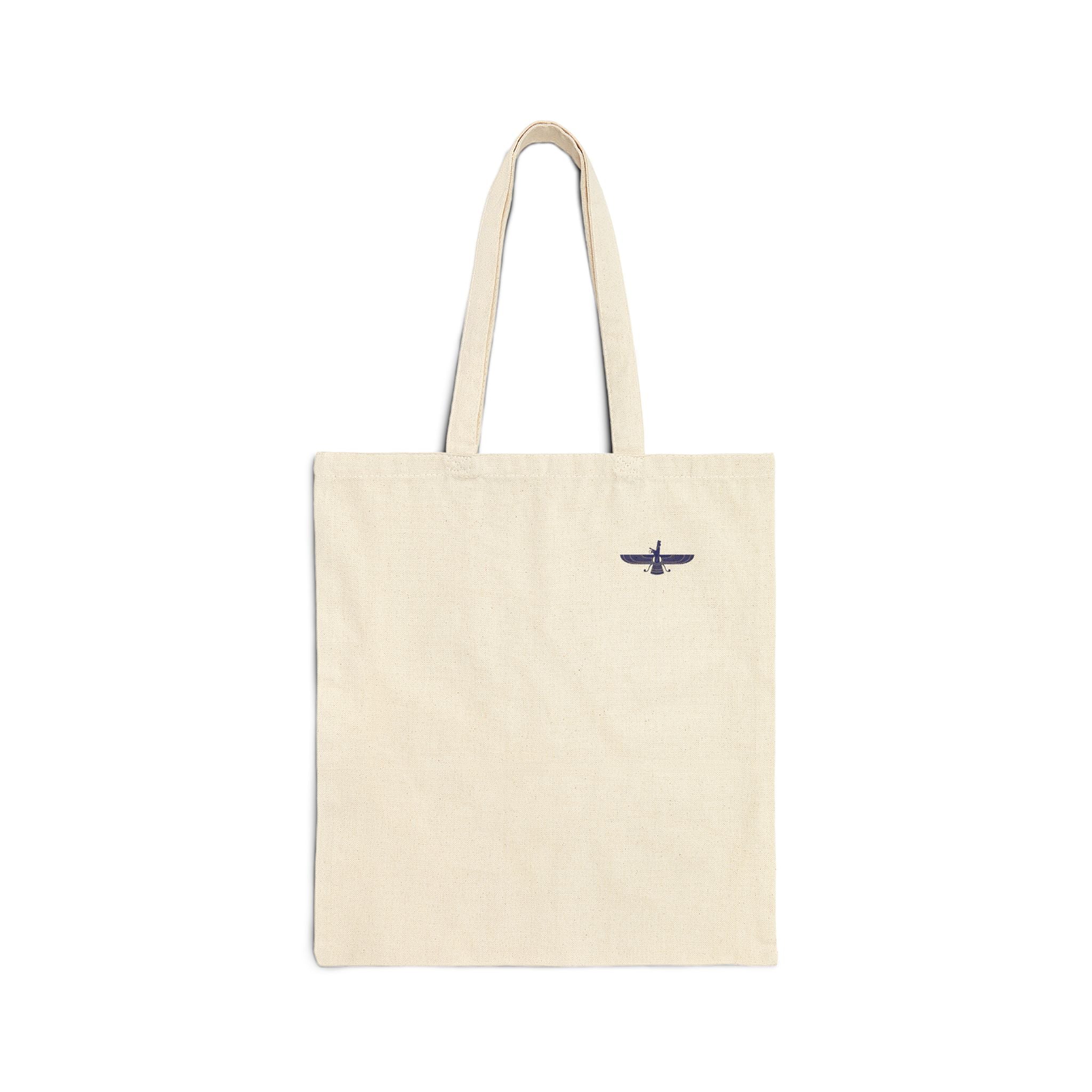 Vintage Persian Motifs Canvas Tote — Minimal Calligraphy & Symbols Cotton Bag