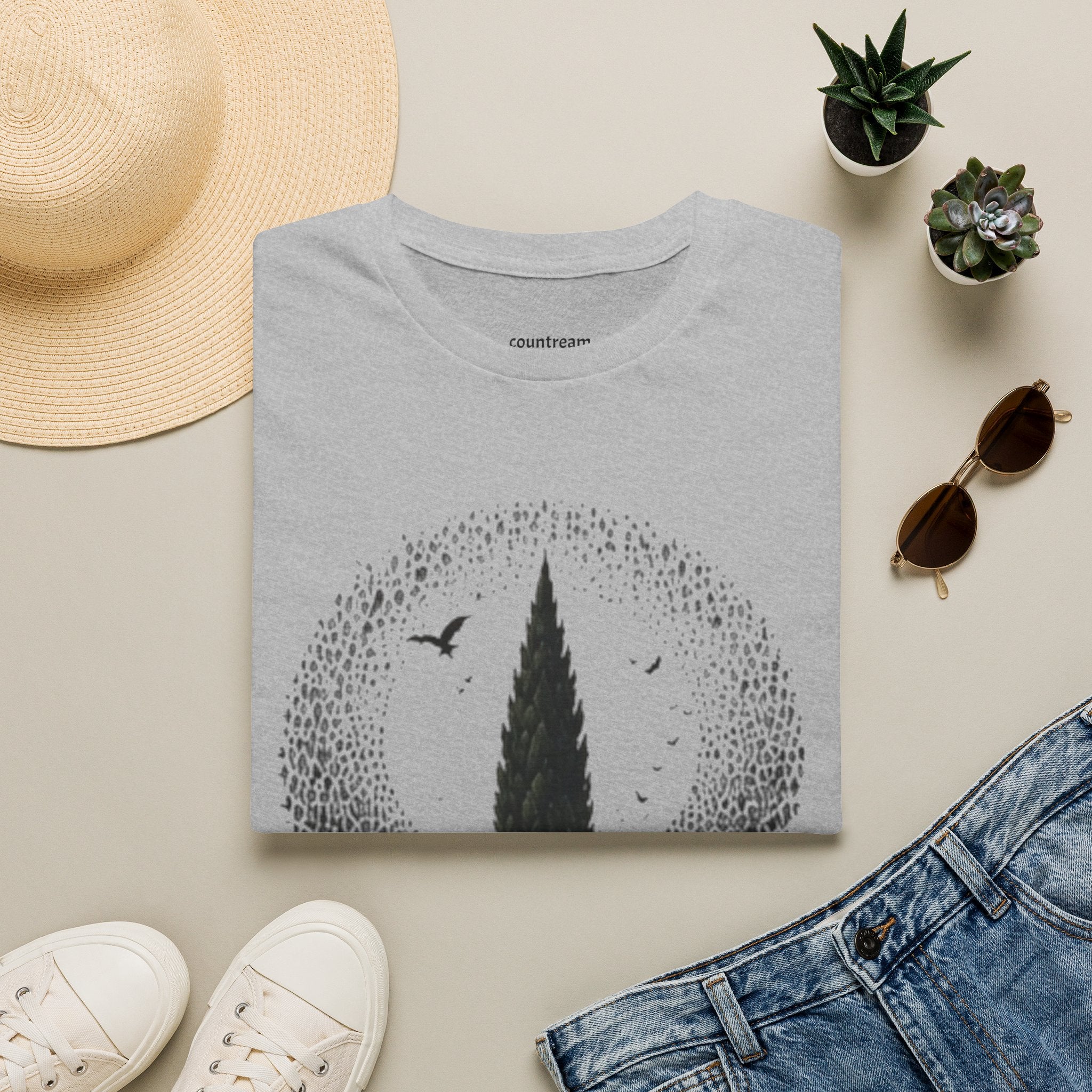 Tree Silhouette T-Shirt — Minimal Nature Graphic with Birds