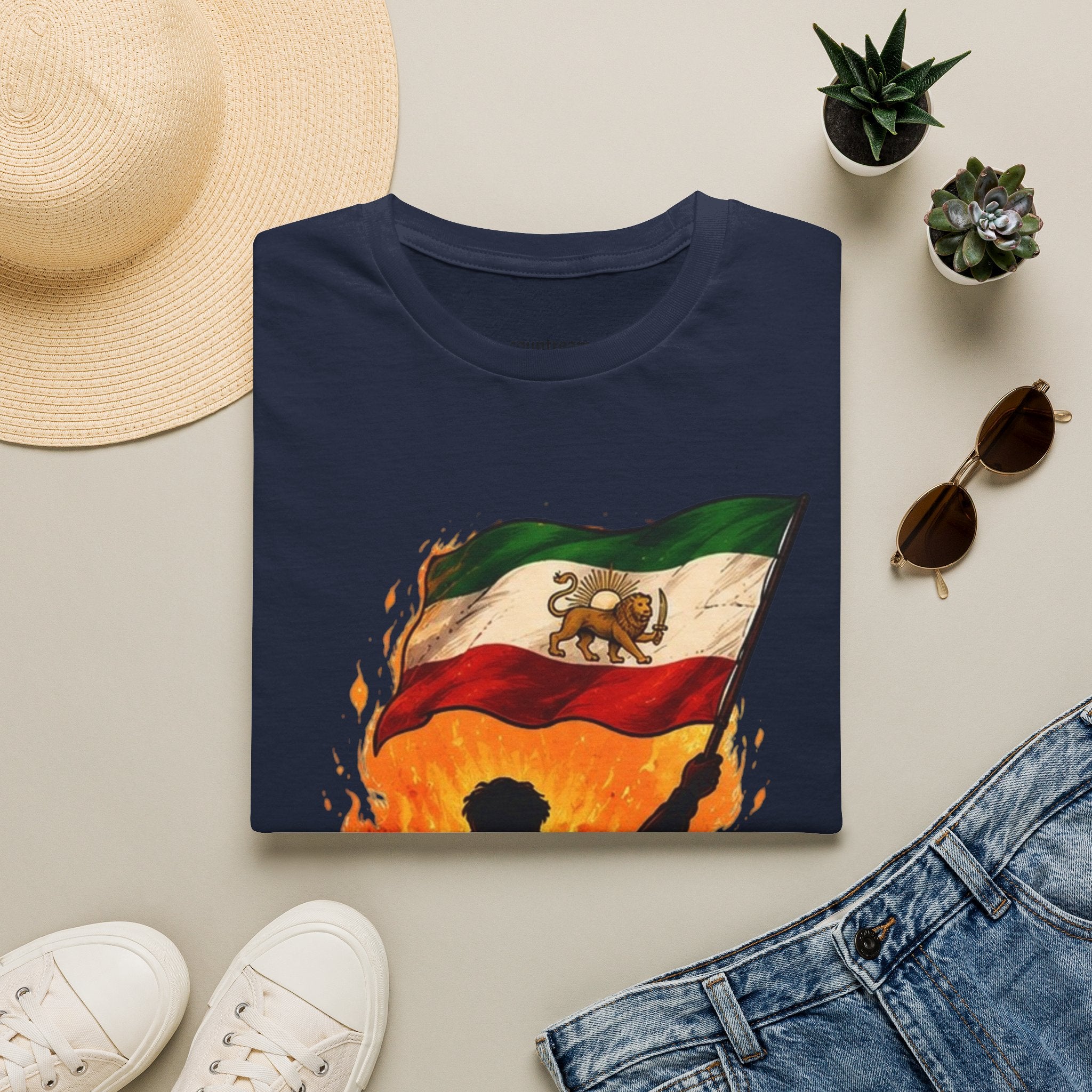 Persian Lion Flag T-Shirt — Vintage Iranian Flag Design