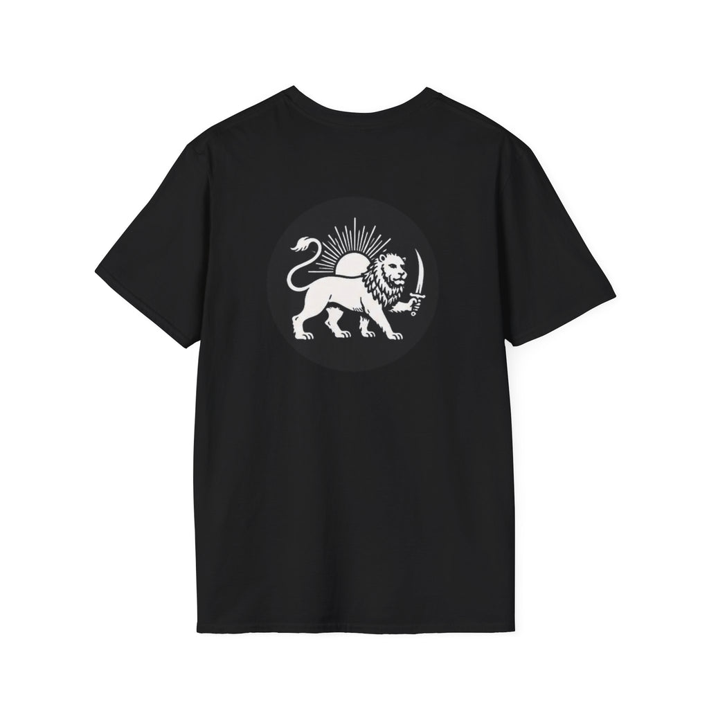 Lion Graphic T-Shirt — Regal Lion with Red Sun Art Print