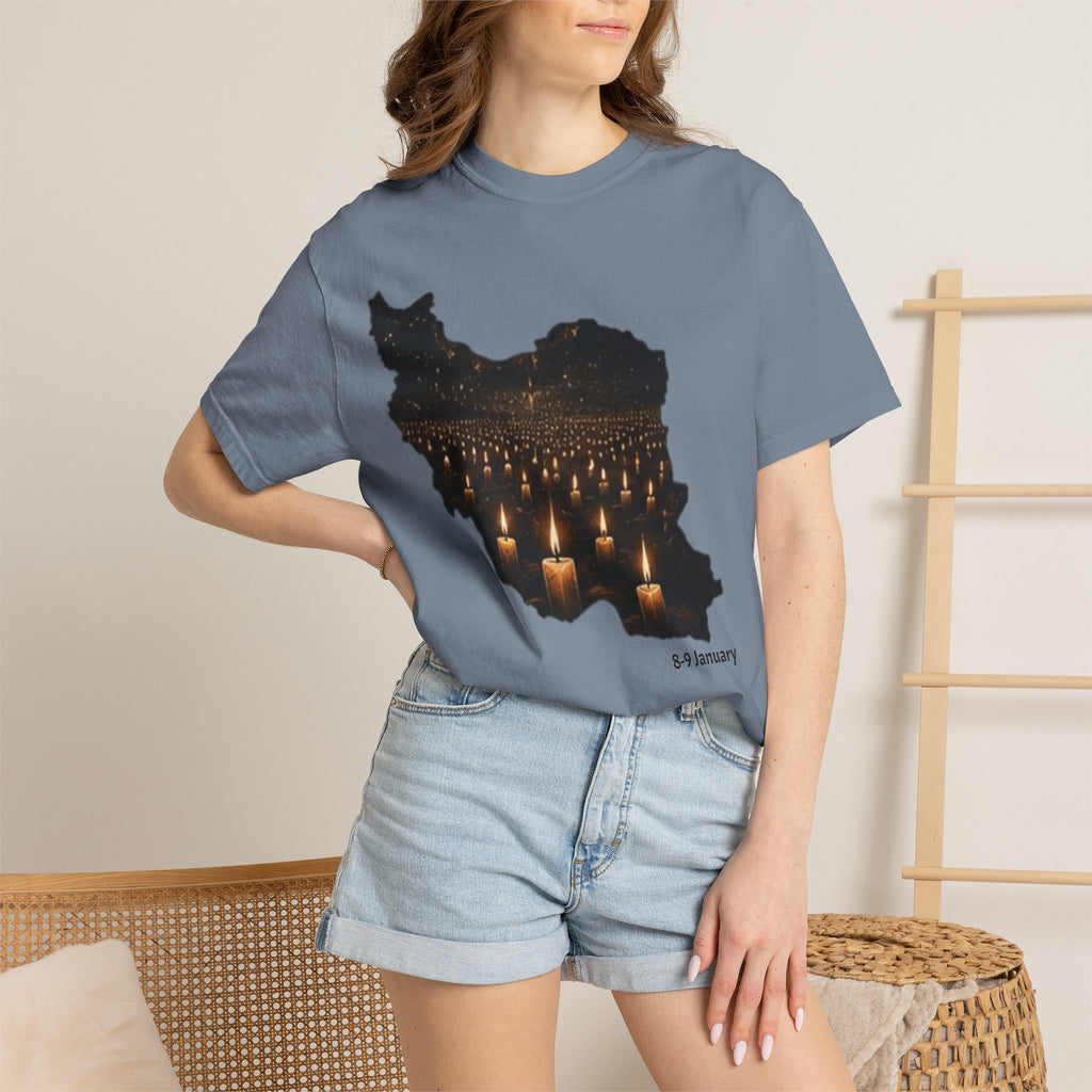 Memorial Candlemap T‑Shirt — Iran Candlelight Vigil 8-9 January / 18-19 Tribute