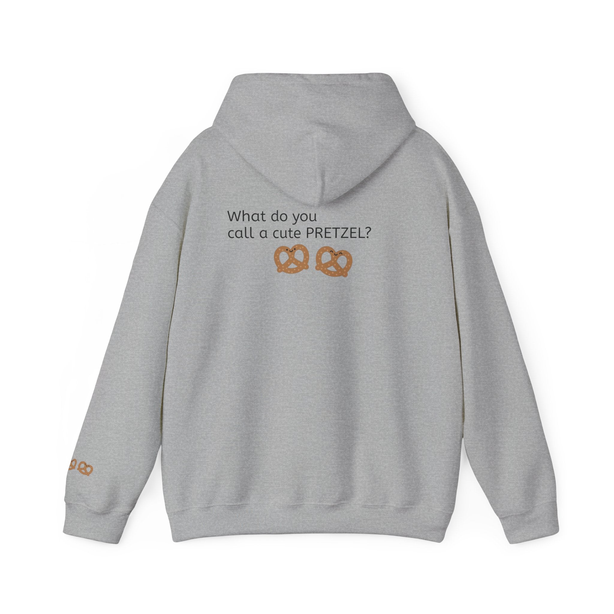 Pretzel Pun Hoodie — "CUTEZEL :))))" Graphic Sweatshirt (What do you call a cute PRETZEL?)
