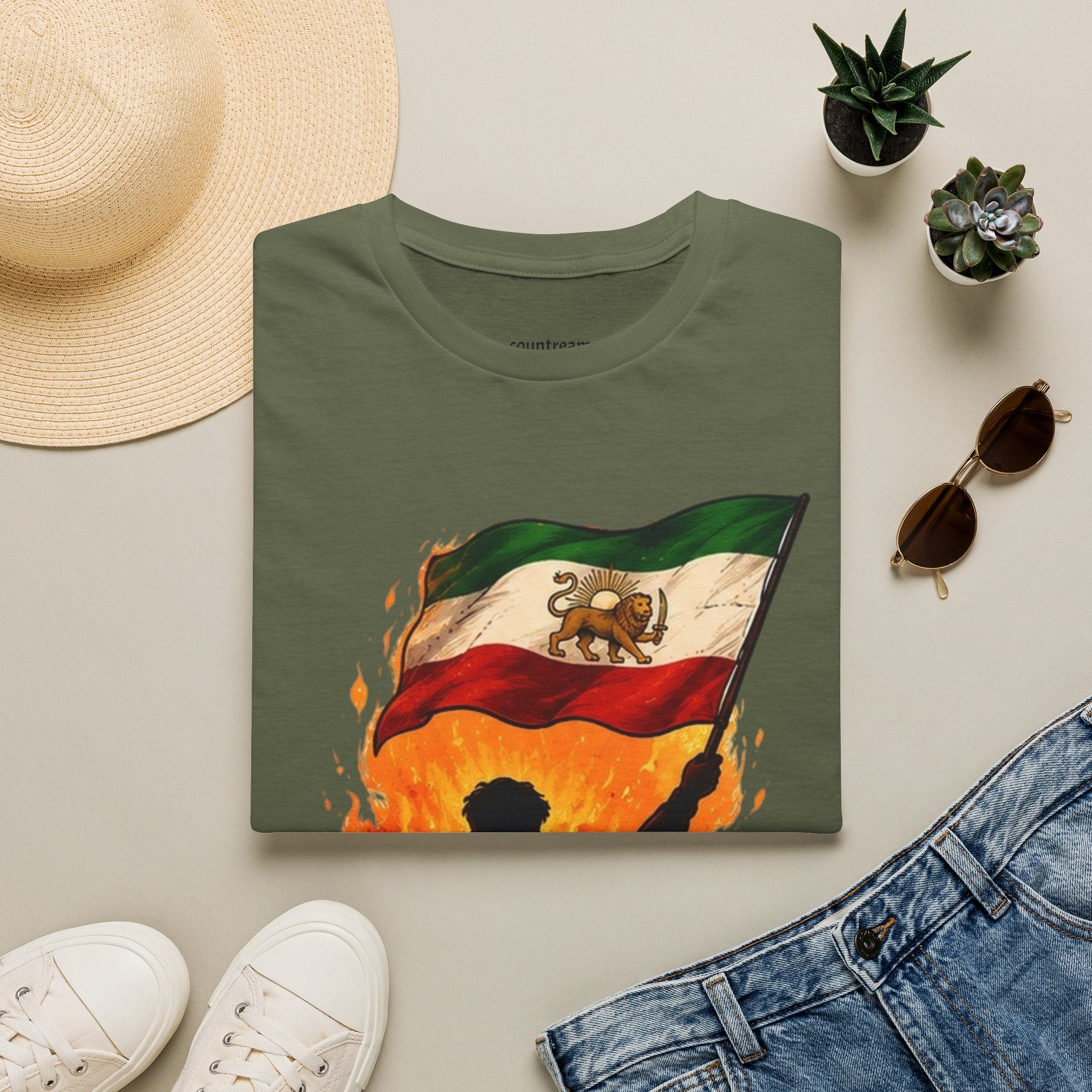 Persian Lion Flag T-Shirt — Vintage Iranian Flag Design