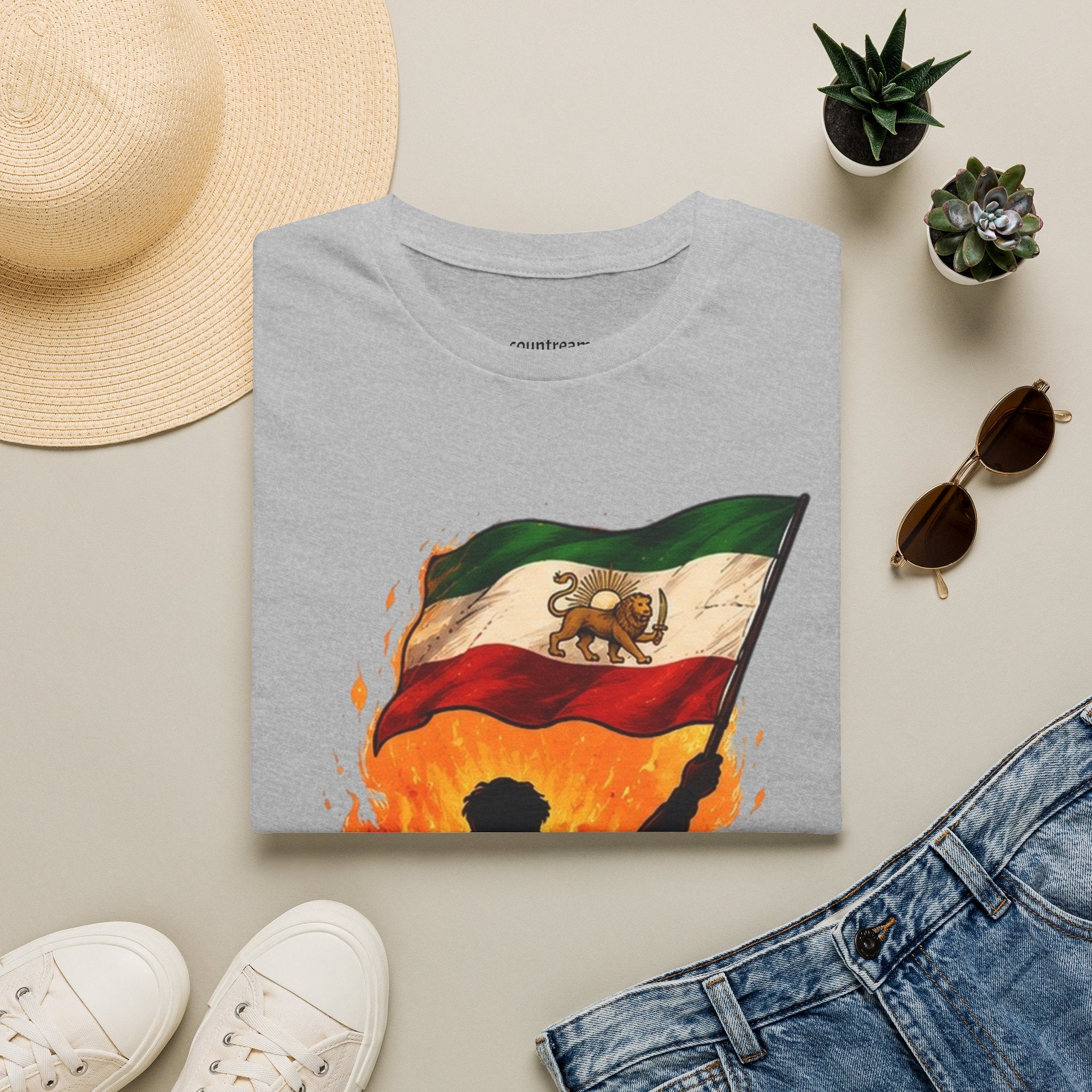 Persian Lion Flag T-Shirt — Vintage Iranian Flag Design