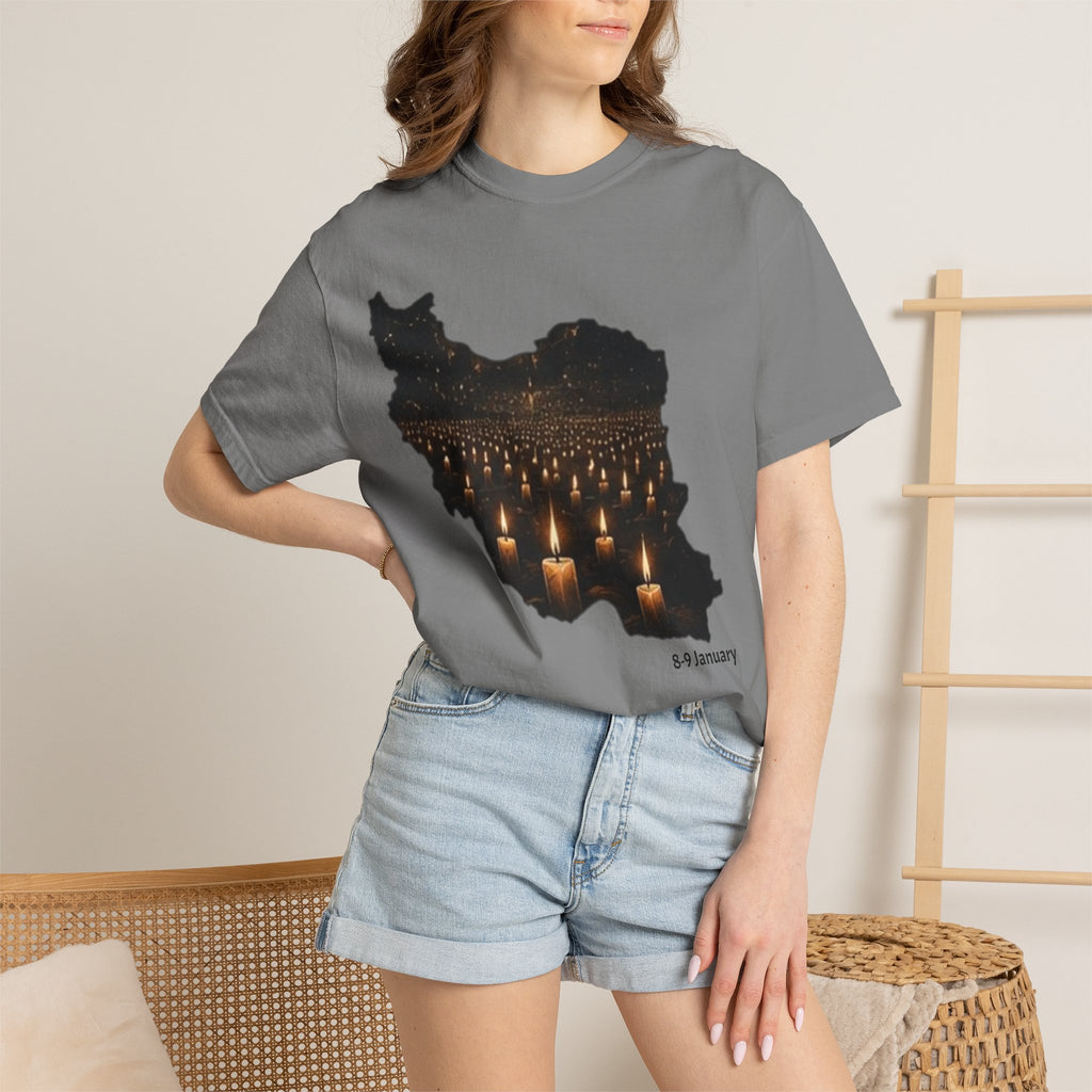 Memorial Candlemap T‑Shirt — Iran Candlelight Vigil 8-9 January / 18-19 Tribute