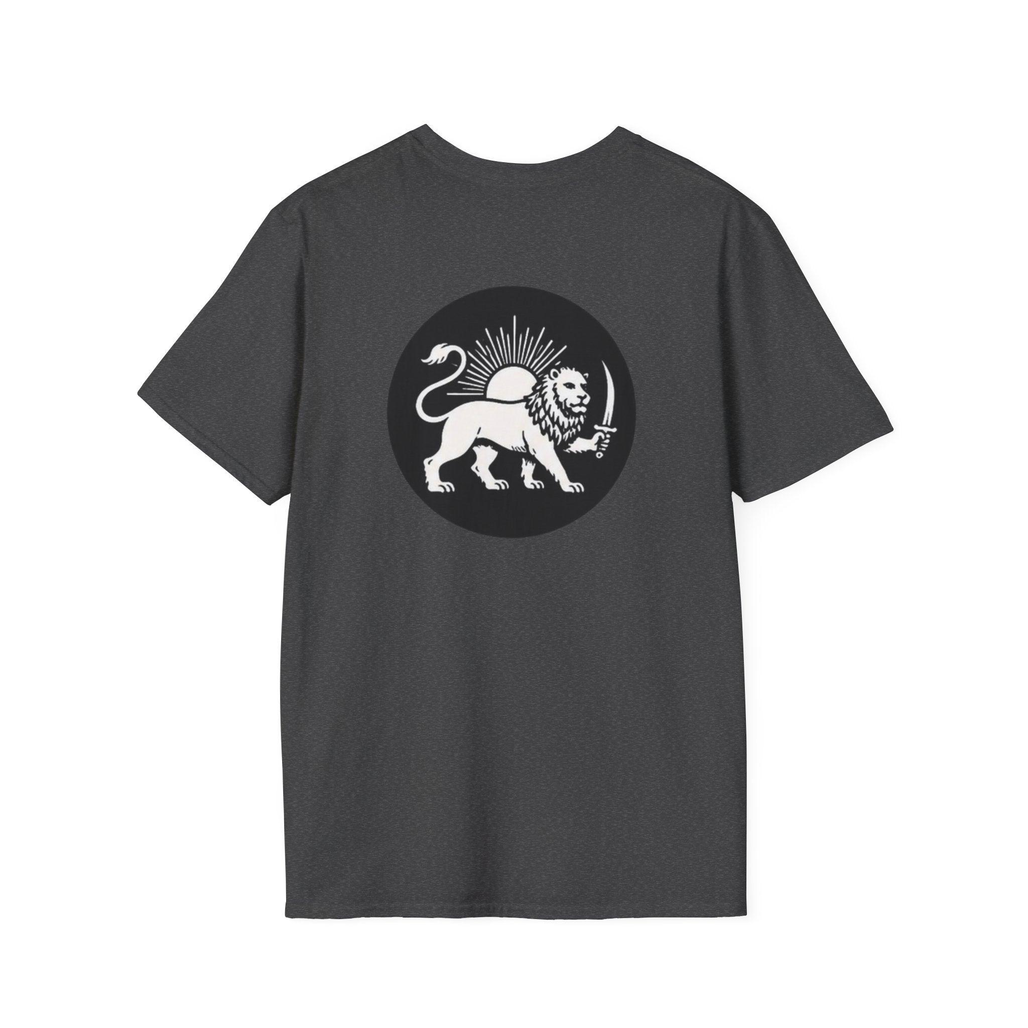 Lion Graphic T-Shirt — Regal Lion with Red Sun Art Print