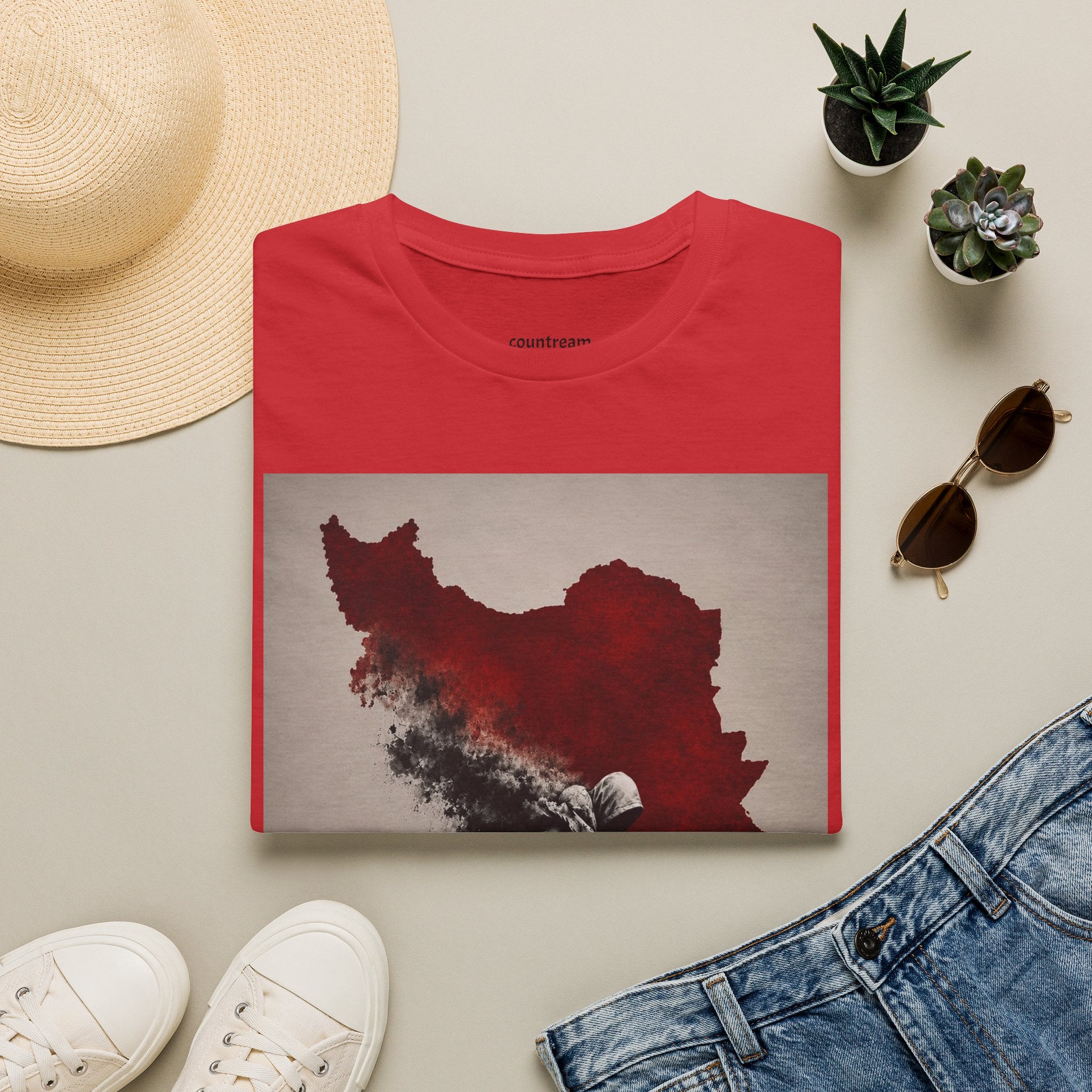 Lion Graphic T-Shirt — Regal Lion with Red Sun Art Print