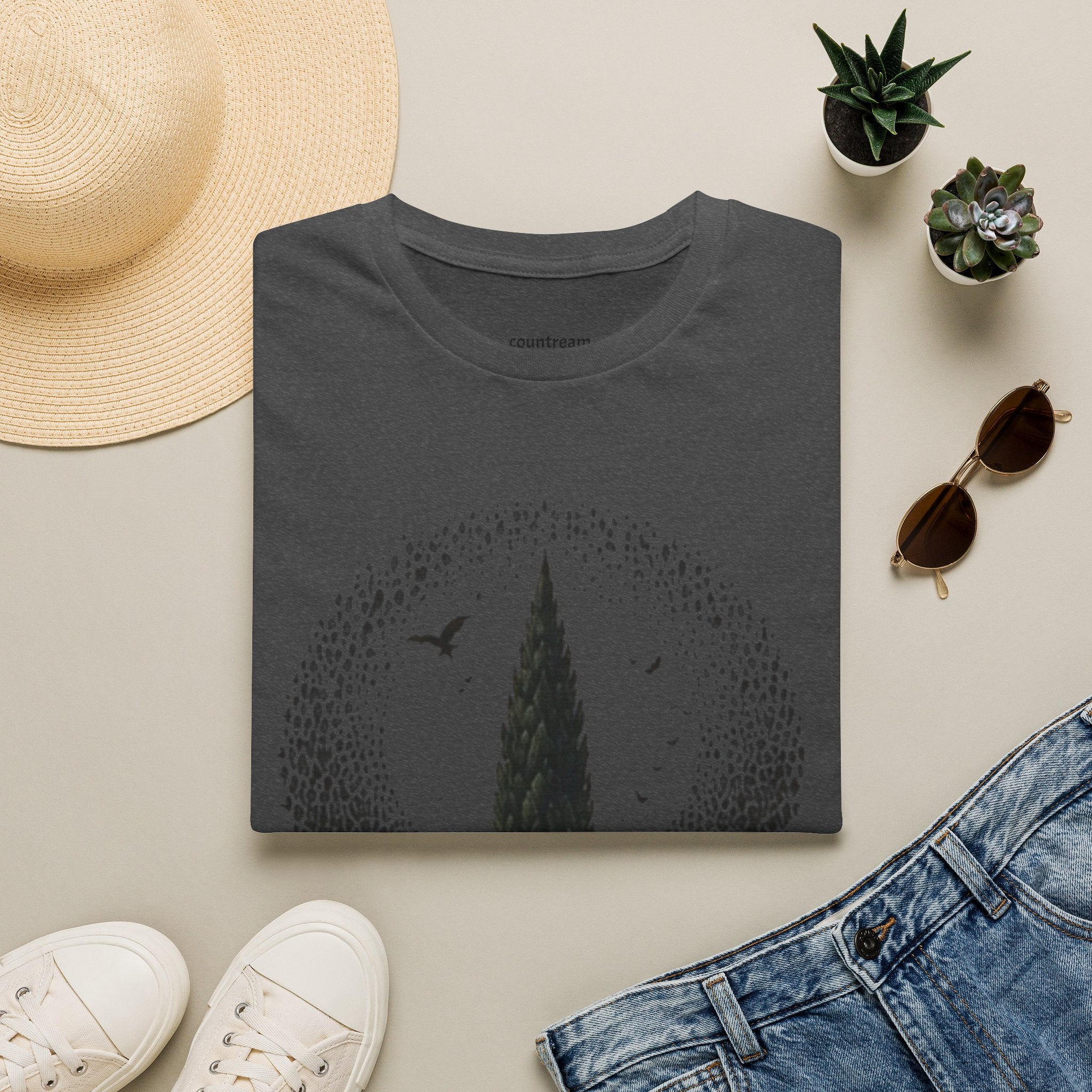 Tree Silhouette T-Shirt — Minimal Nature Graphic with Birds