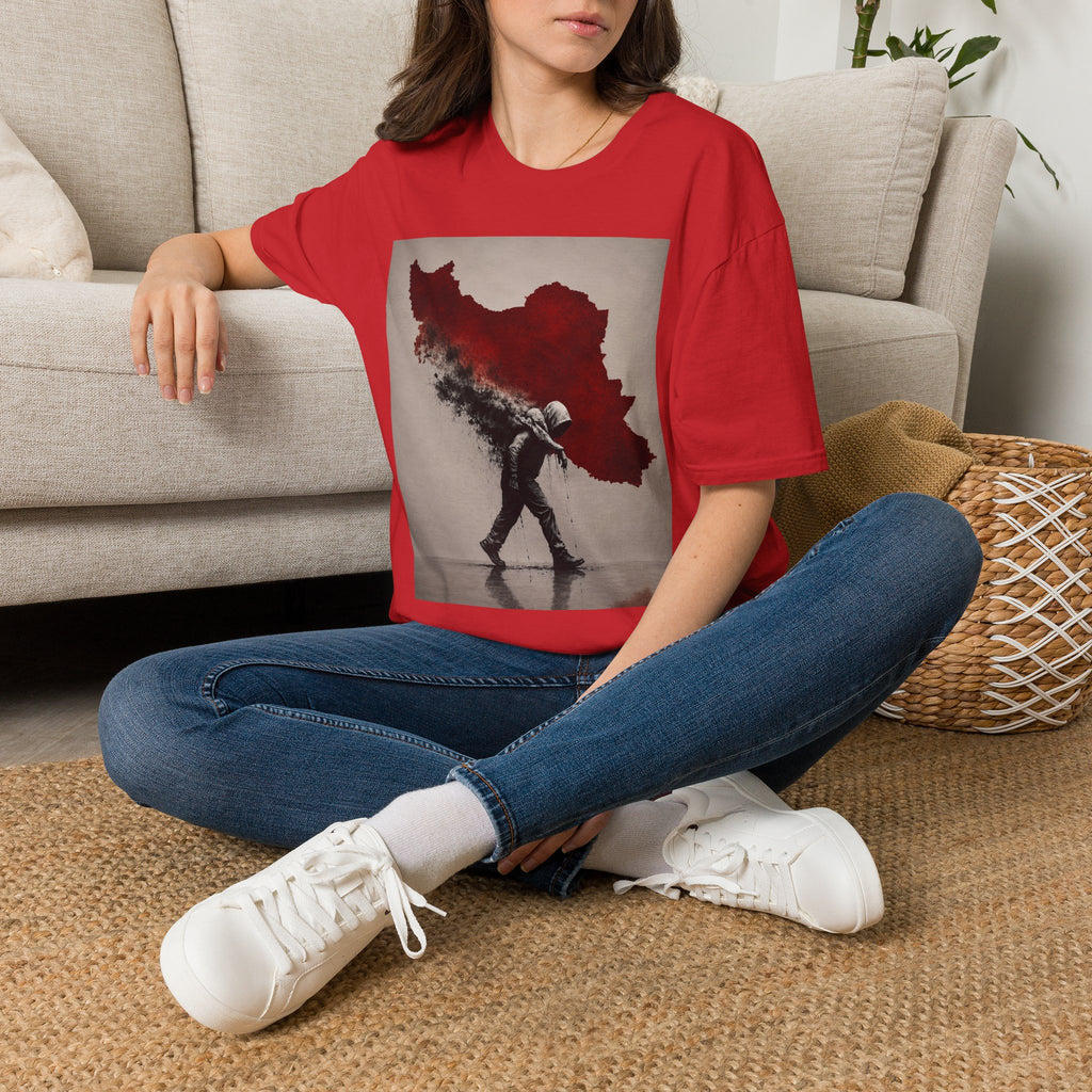 Lion Graphic T-Shirt — Regal Lion with Red Sun Art Print