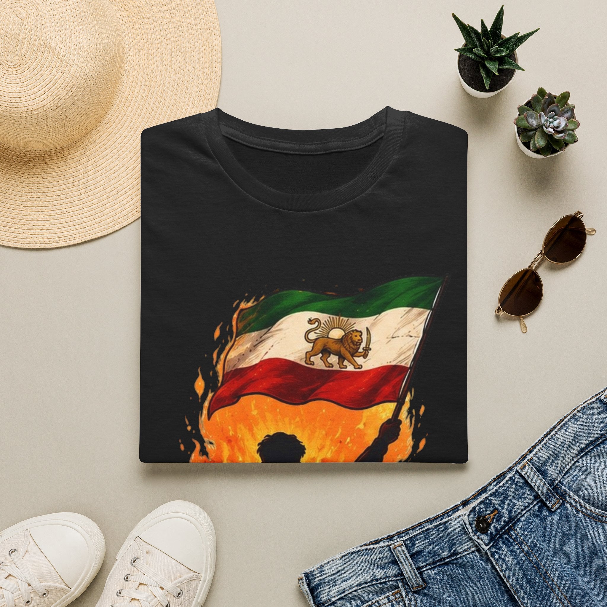 Persian Lion Flag T-Shirt — Vintage Iranian Flag Design