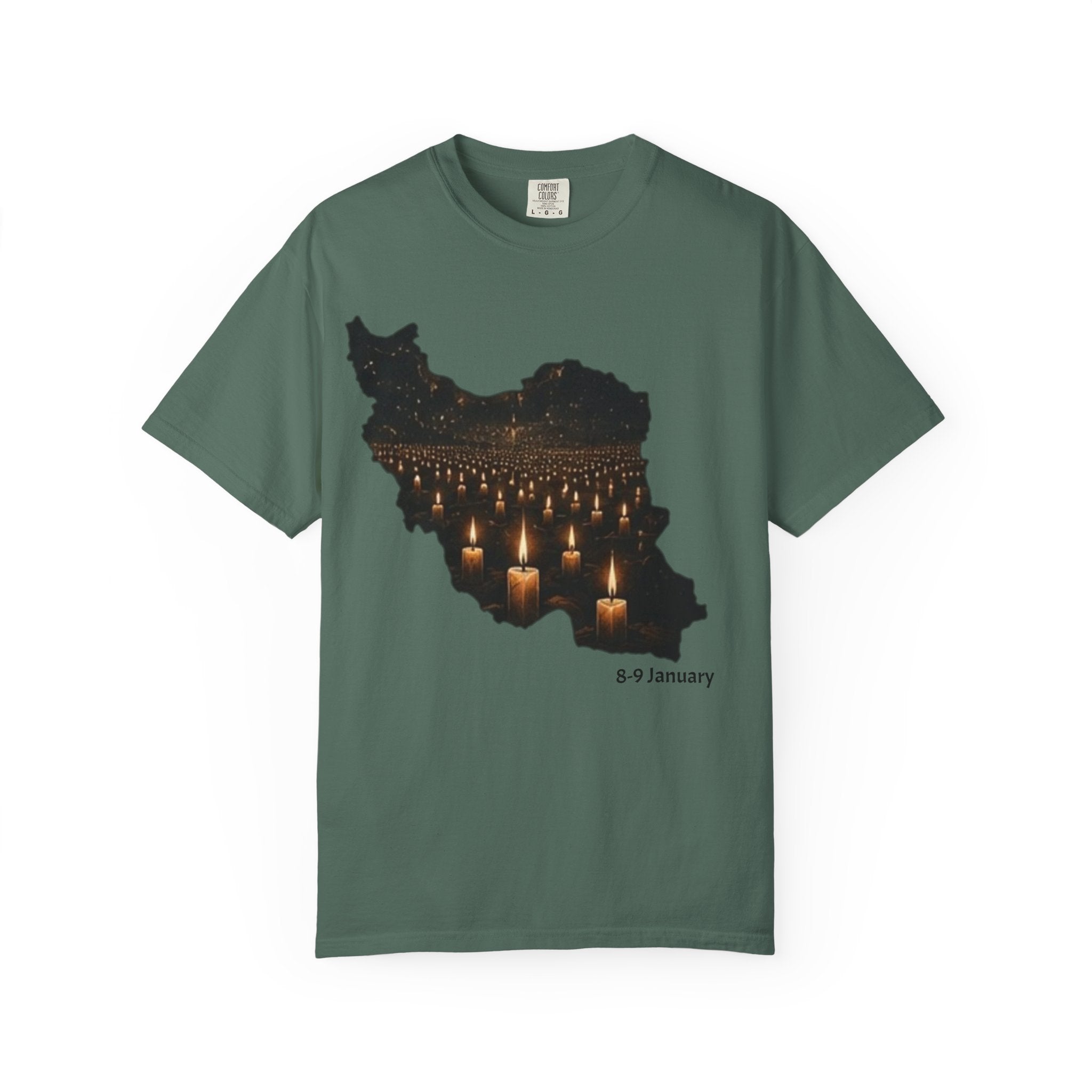Memorial Candlemap T‑Shirt — Iran Candlelight Vigil 8-9 January / 18-19 Tribute