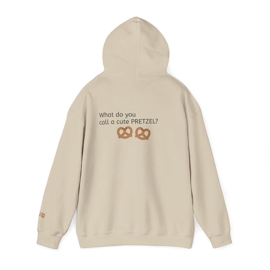 Pretzel Pun Hoodie — "CUTEZEL :))))" Graphic Sweatshirt (What do you call a cute PRETZEL?)