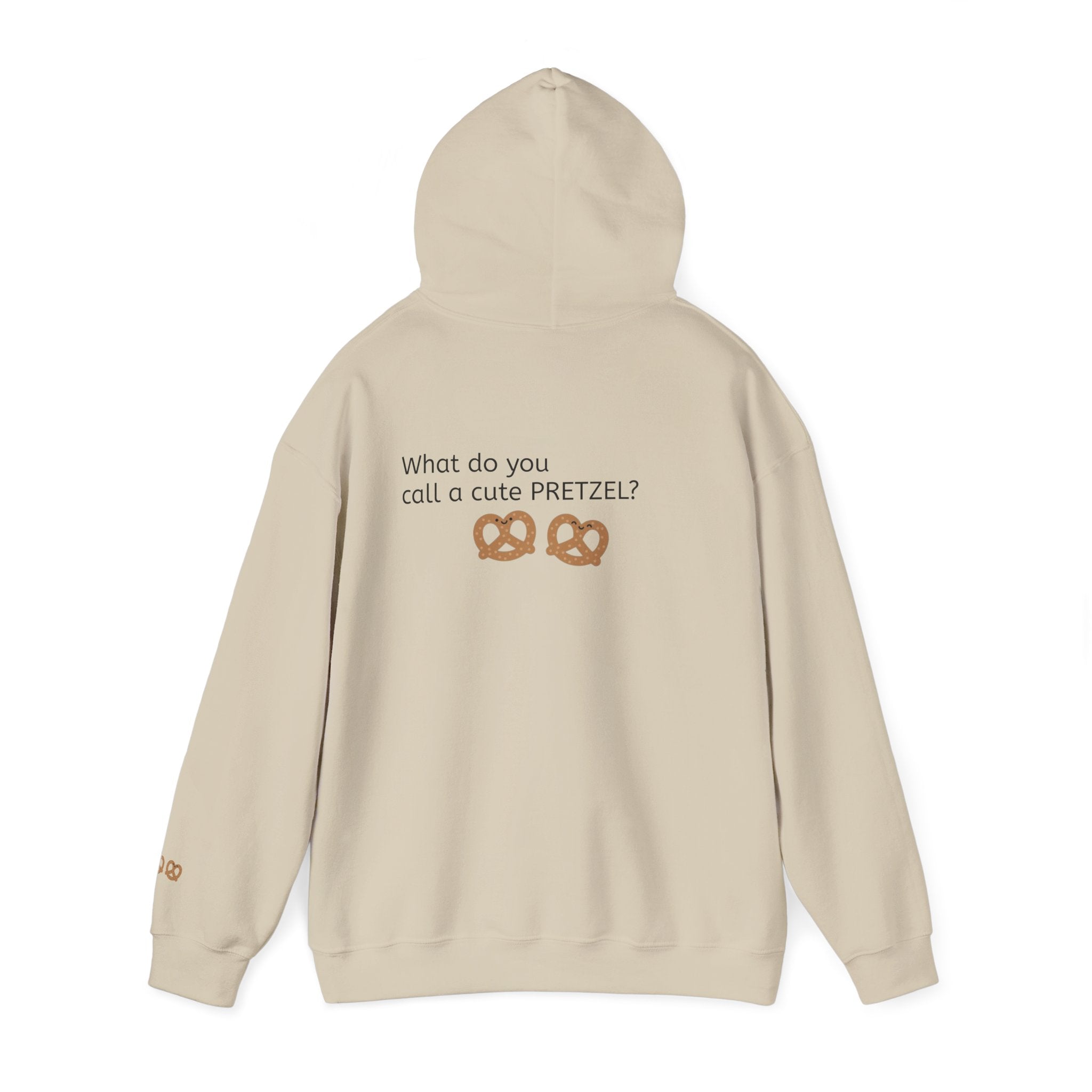 Pretzel Pun Hoodie — "CUTEZEL :))))" Graphic Sweatshirt (What do you call a cute PRETZEL?)