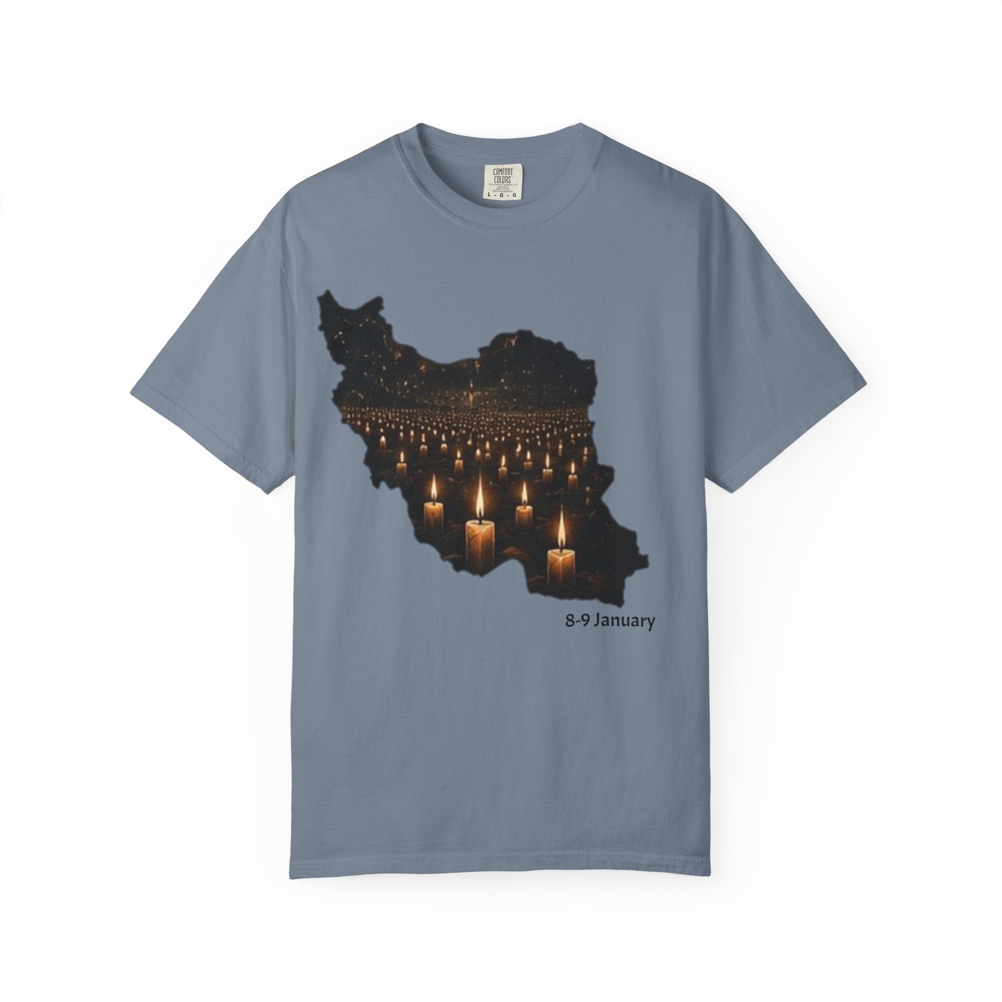 Memorial Candlemap T‑Shirt — Iran Candlelight Vigil 8-9 January / 18-19 Tribute