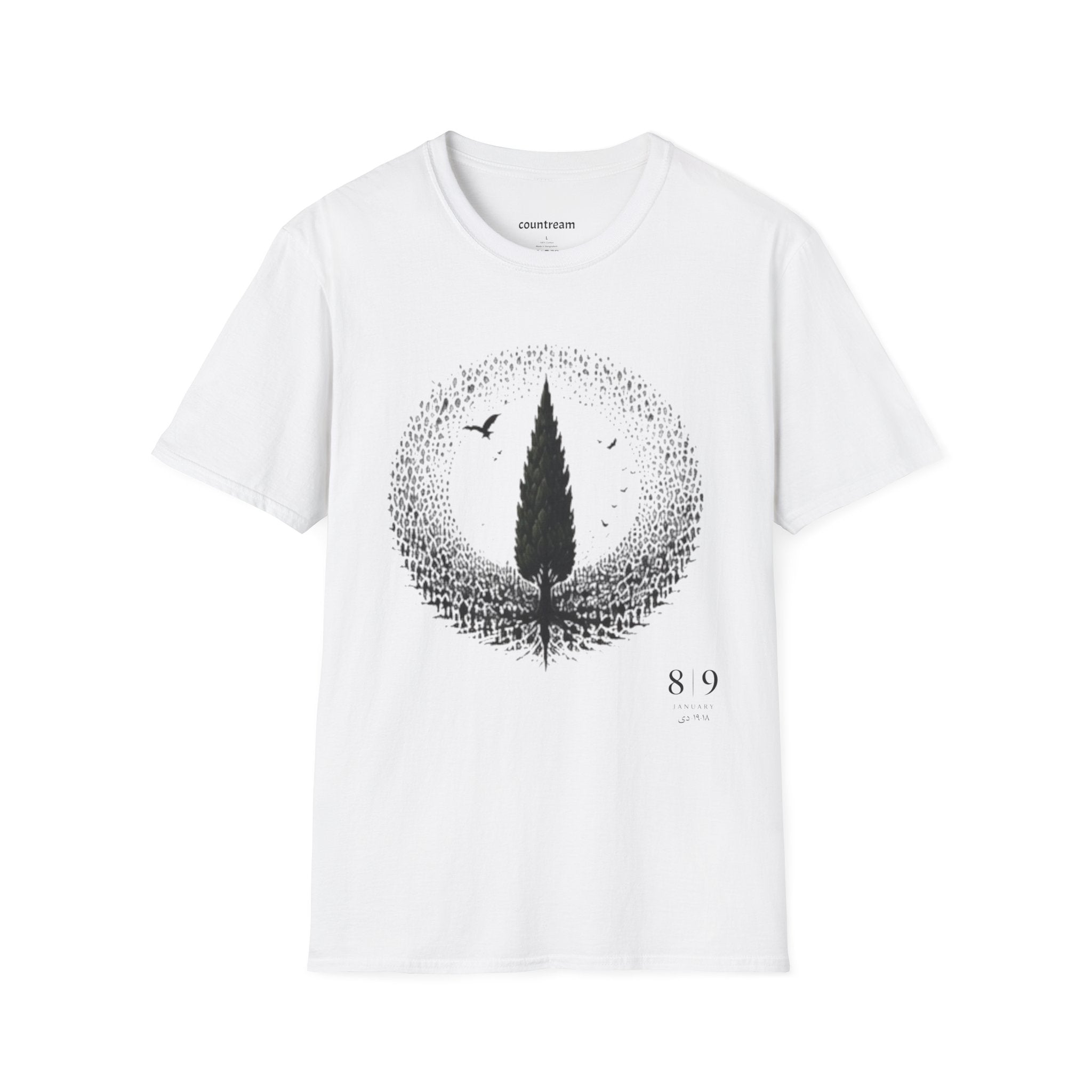 Tree Silhouette T-Shirt — Minimal Nature Graphic with Birds
