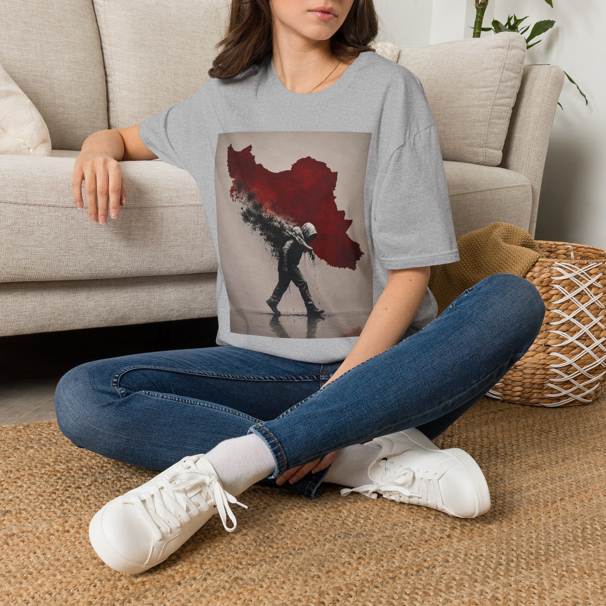 Lion Graphic T-Shirt — Regal Lion with Red Sun Art Print