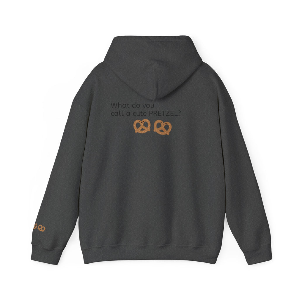 Pretzel Pun Hoodie — "CUTEZEL :))))" Graphic Sweatshirt (What do you call a cute PRETZEL?)