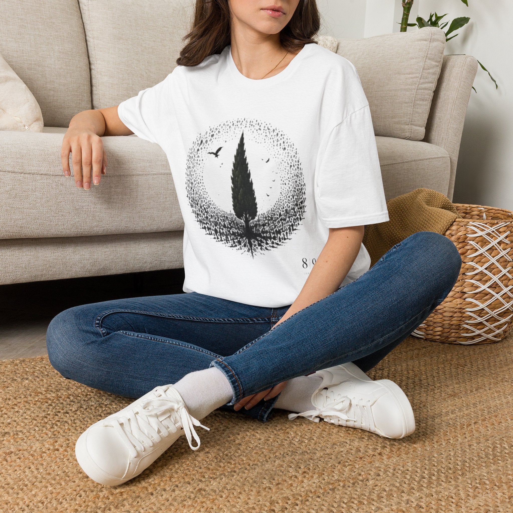 Tree Silhouette T-Shirt — Minimal Nature Graphic with Birds