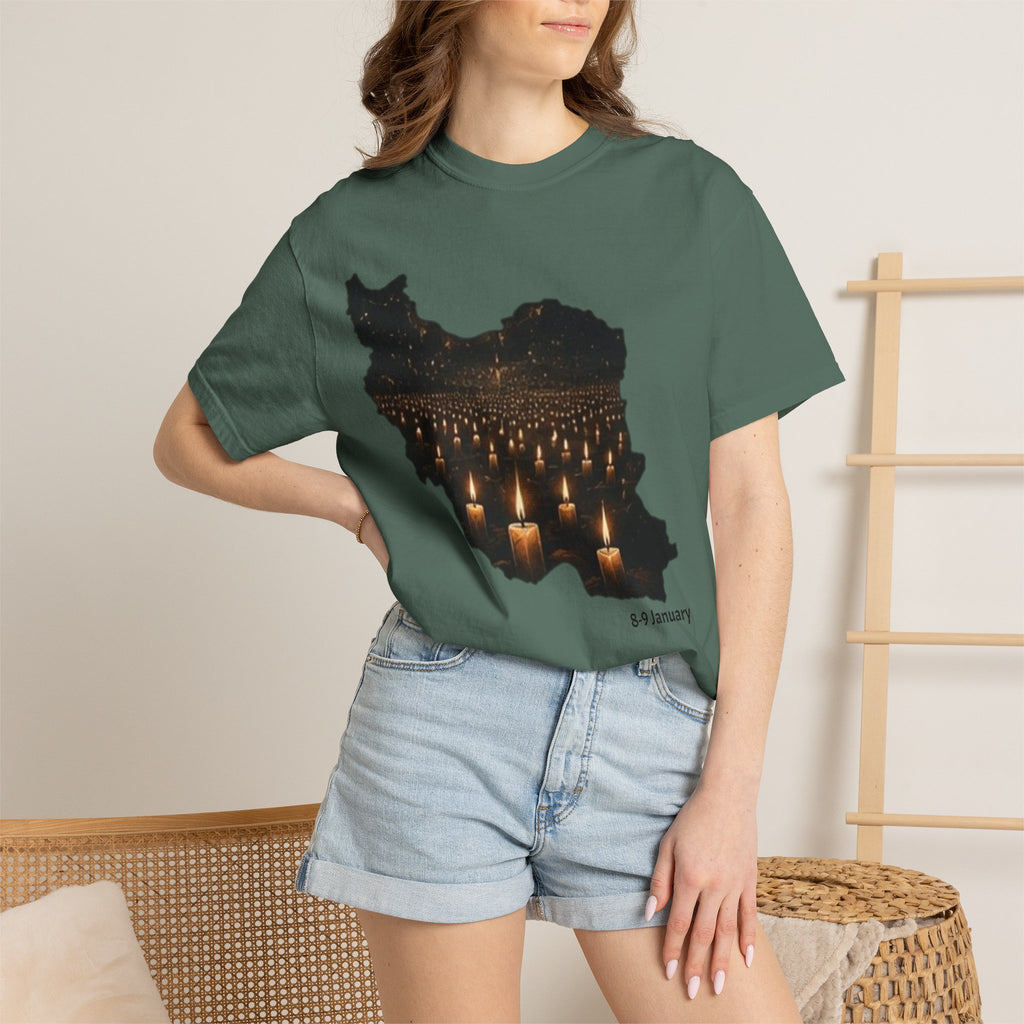 Memorial Candlemap T‑Shirt — Iran Candlelight Vigil 8-9 January / 18-19 Tribute