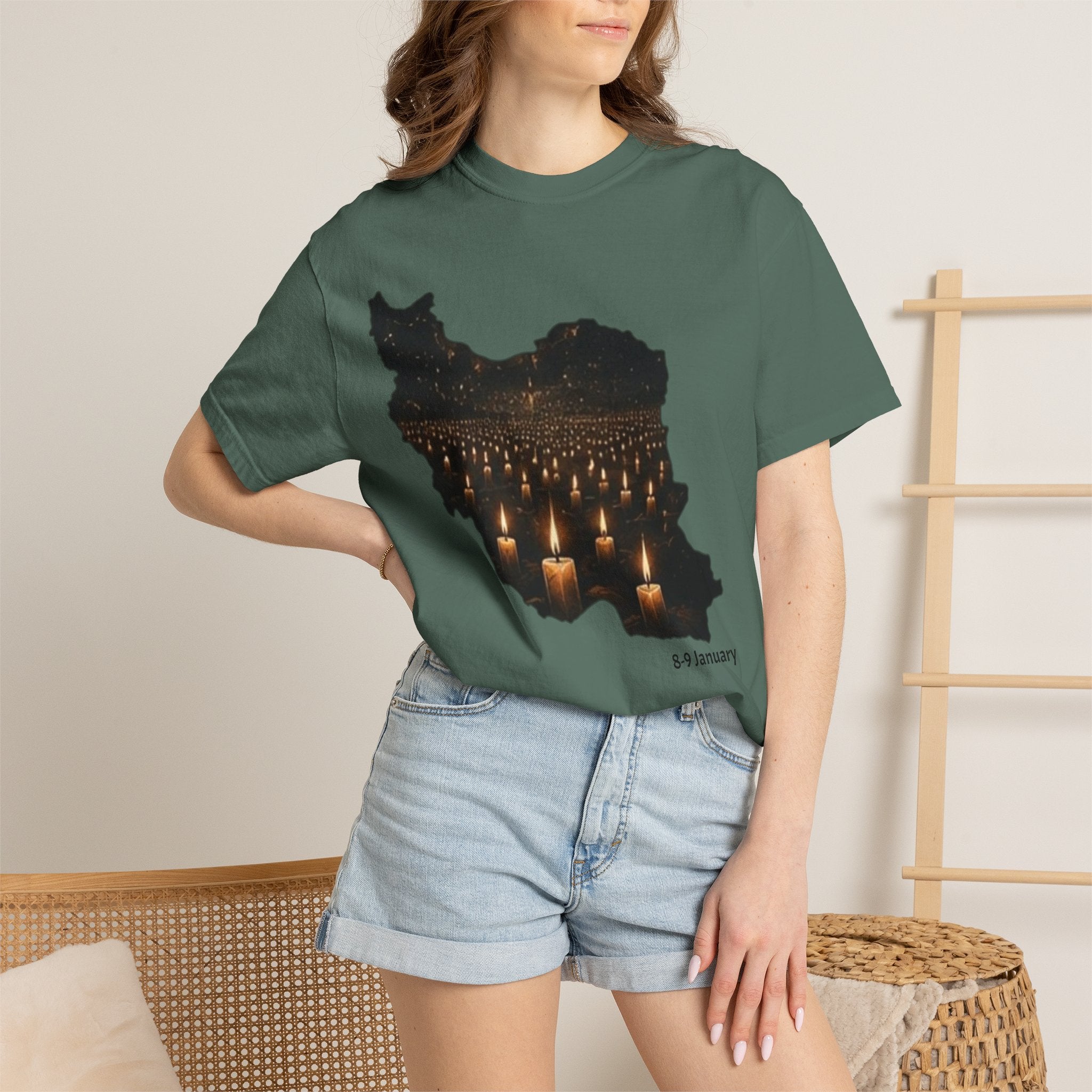 Memorial Candlemap T‑Shirt — Iran Candlelight Vigil 8-9 January / 18-19 Tribute