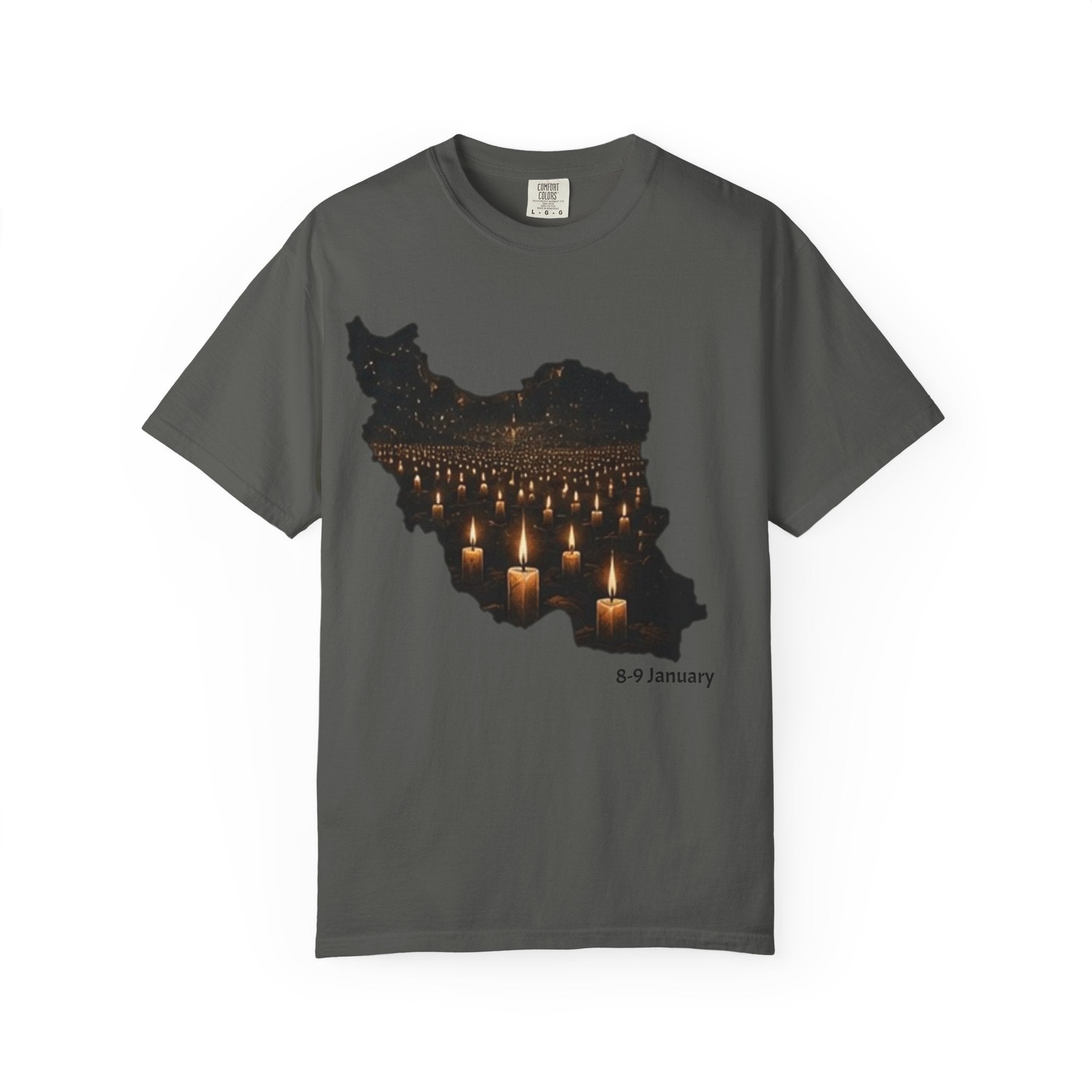 Memorial Candlemap T‑Shirt — Iran Candlelight Vigil 8-9 January / 18-19 Tribute