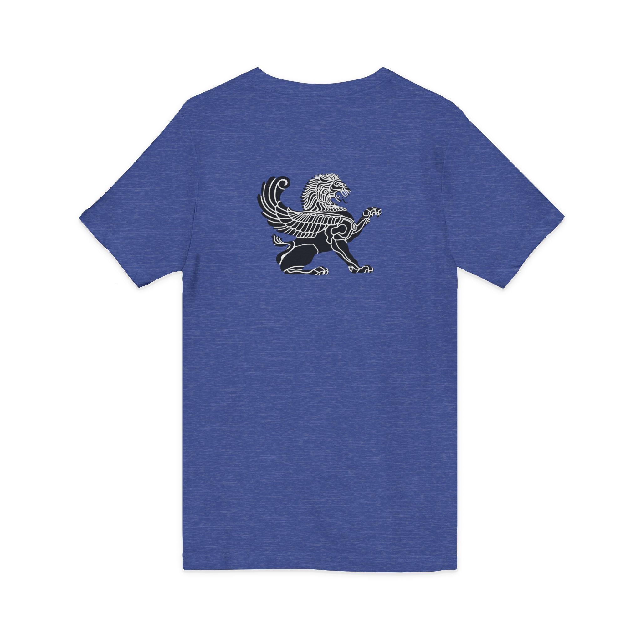Winged Lion V-Neck Tee — Ancient Myth Pocket & Back Print