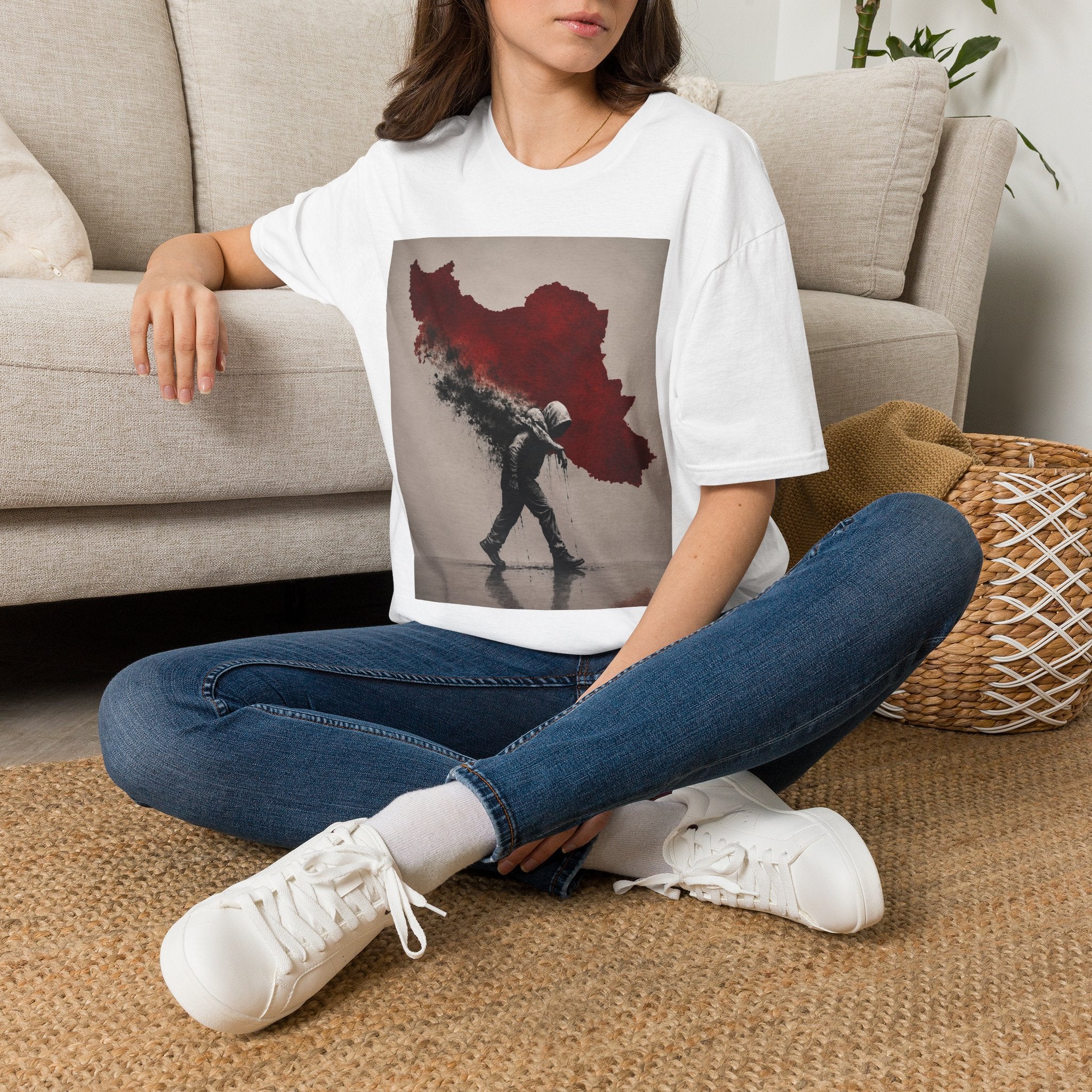 Lion Graphic T-Shirt — Regal Lion with Red Sun Art Print