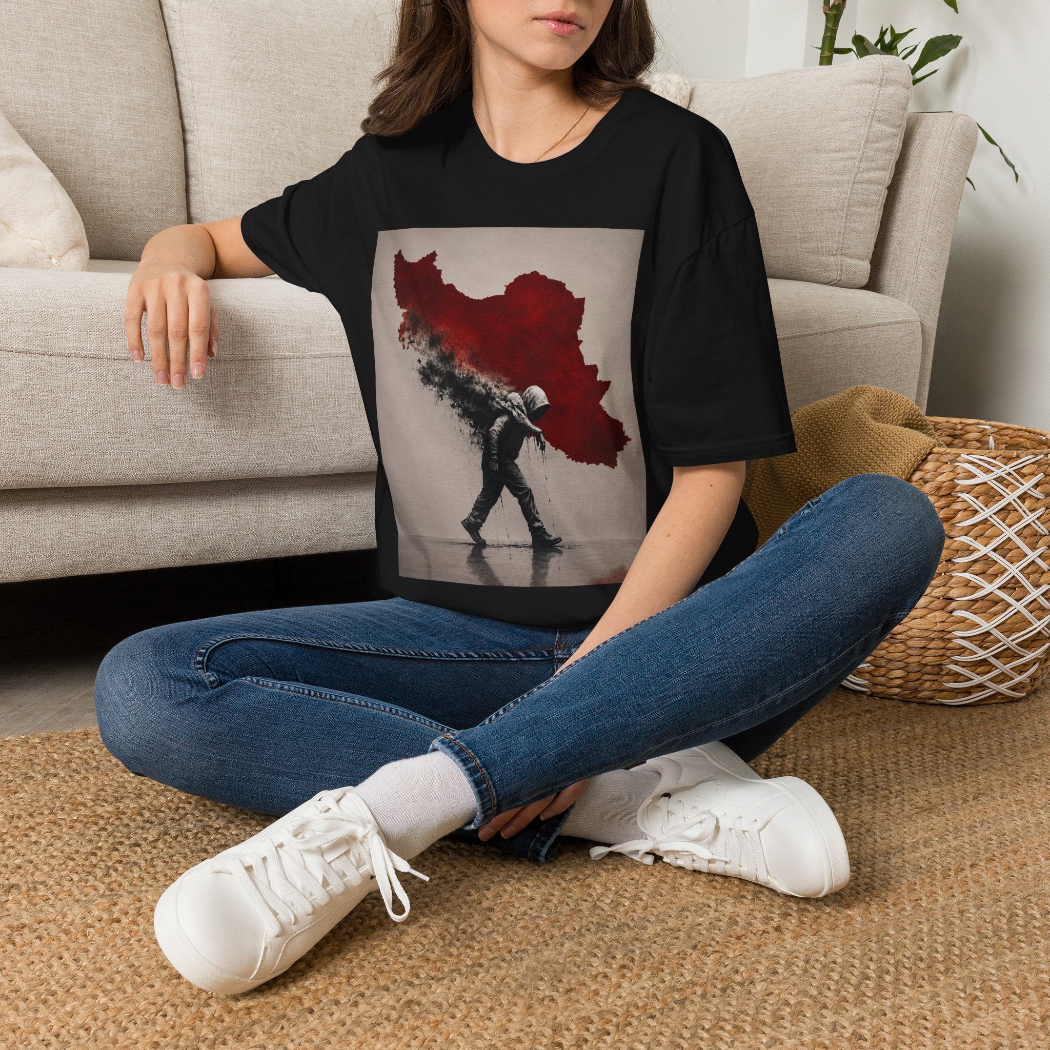 Lion Graphic T-Shirt — Regal Lion with Red Sun Art Print