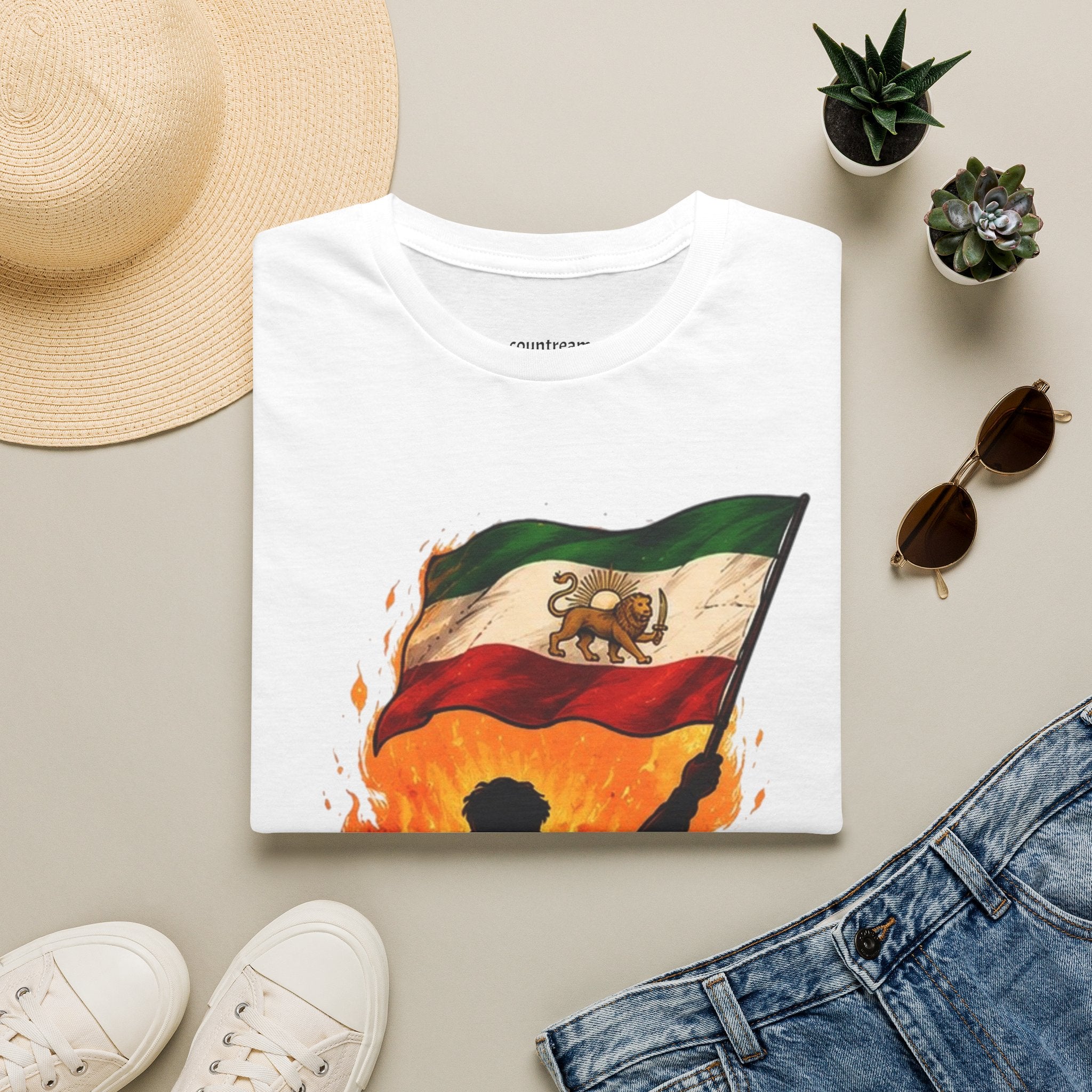 Persian Lion Flag T-Shirt — Vintage Iranian Flag Design