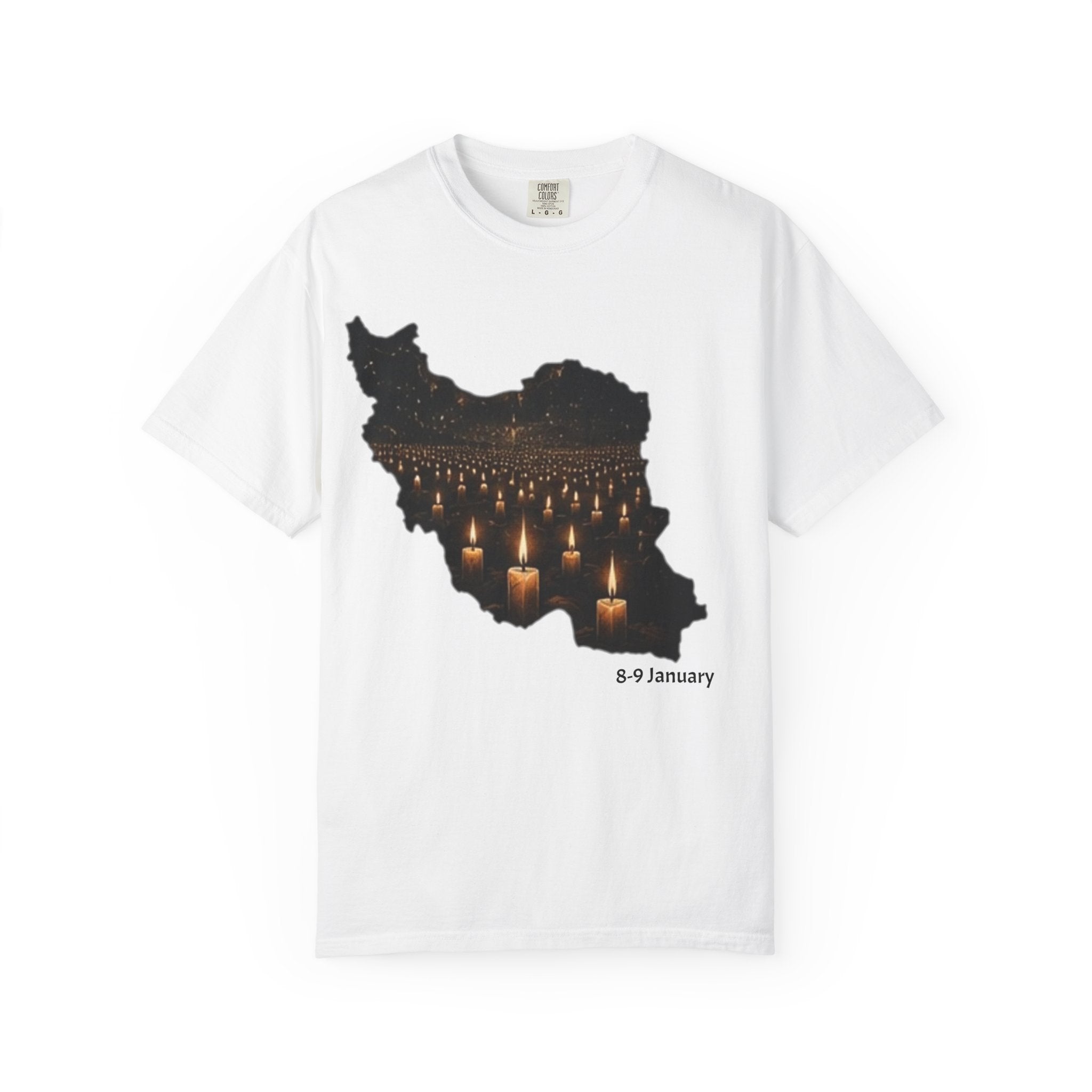 Memorial Candlemap T‑Shirt — Iran Candlelight Vigil 8-9 January / 18-19 Tribute