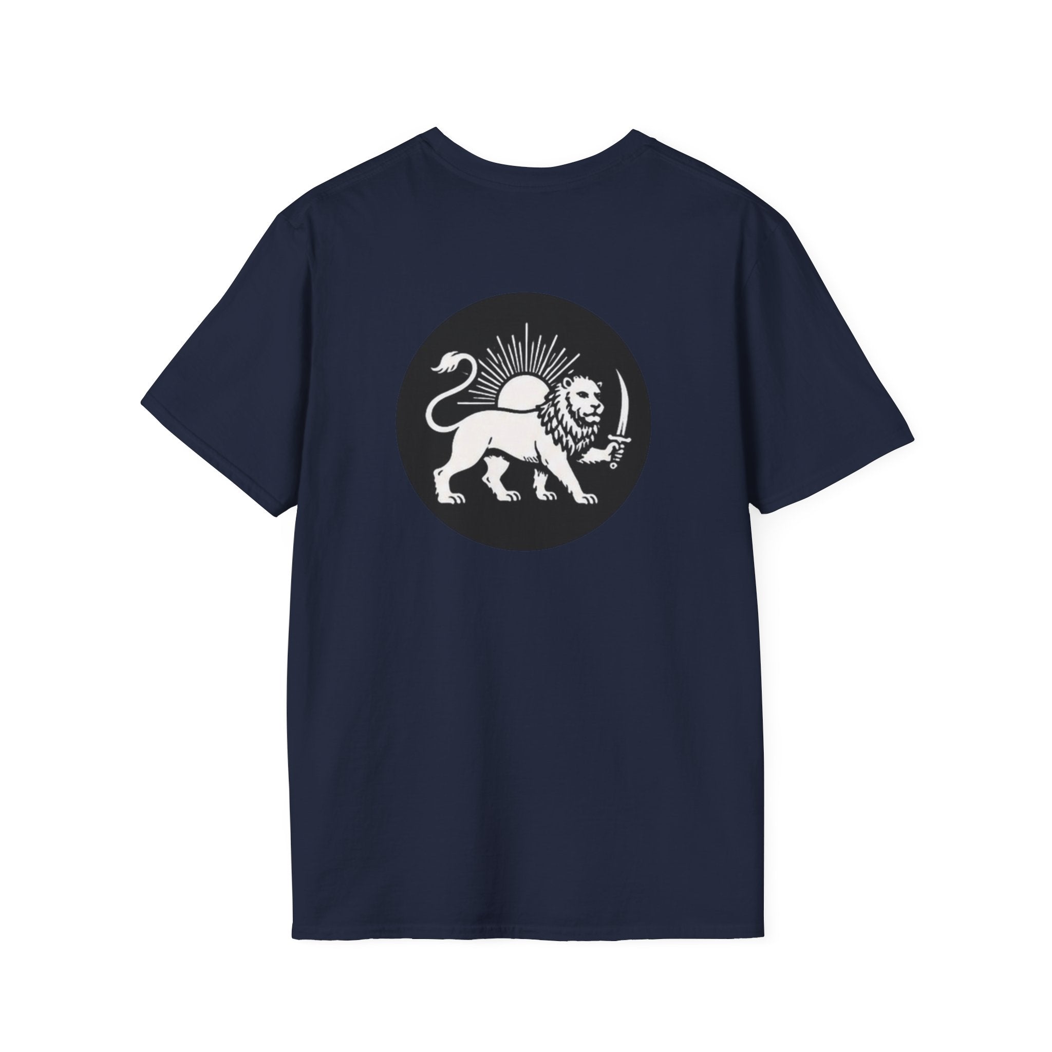 Lion Graphic T-Shirt — Regal Lion with Red Sun Art Print