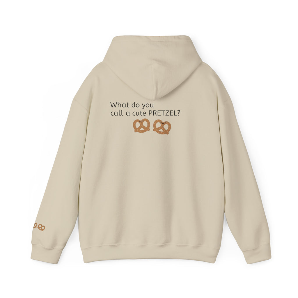 Pretzel Pun Hoodie — "CUTEZEL :))))" Graphic Sweatshirt (What do you call a cute PRETZEL?)