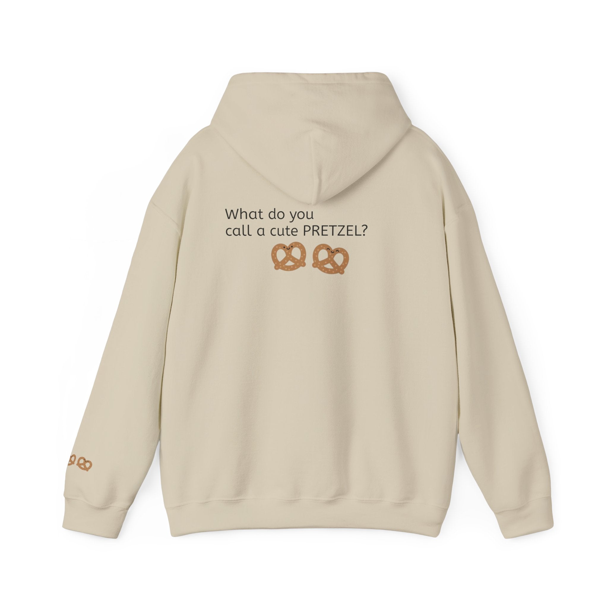 Pretzel Pun Hoodie — "CUTEZEL :))))" Graphic Sweatshirt (What do you call a cute PRETZEL?)