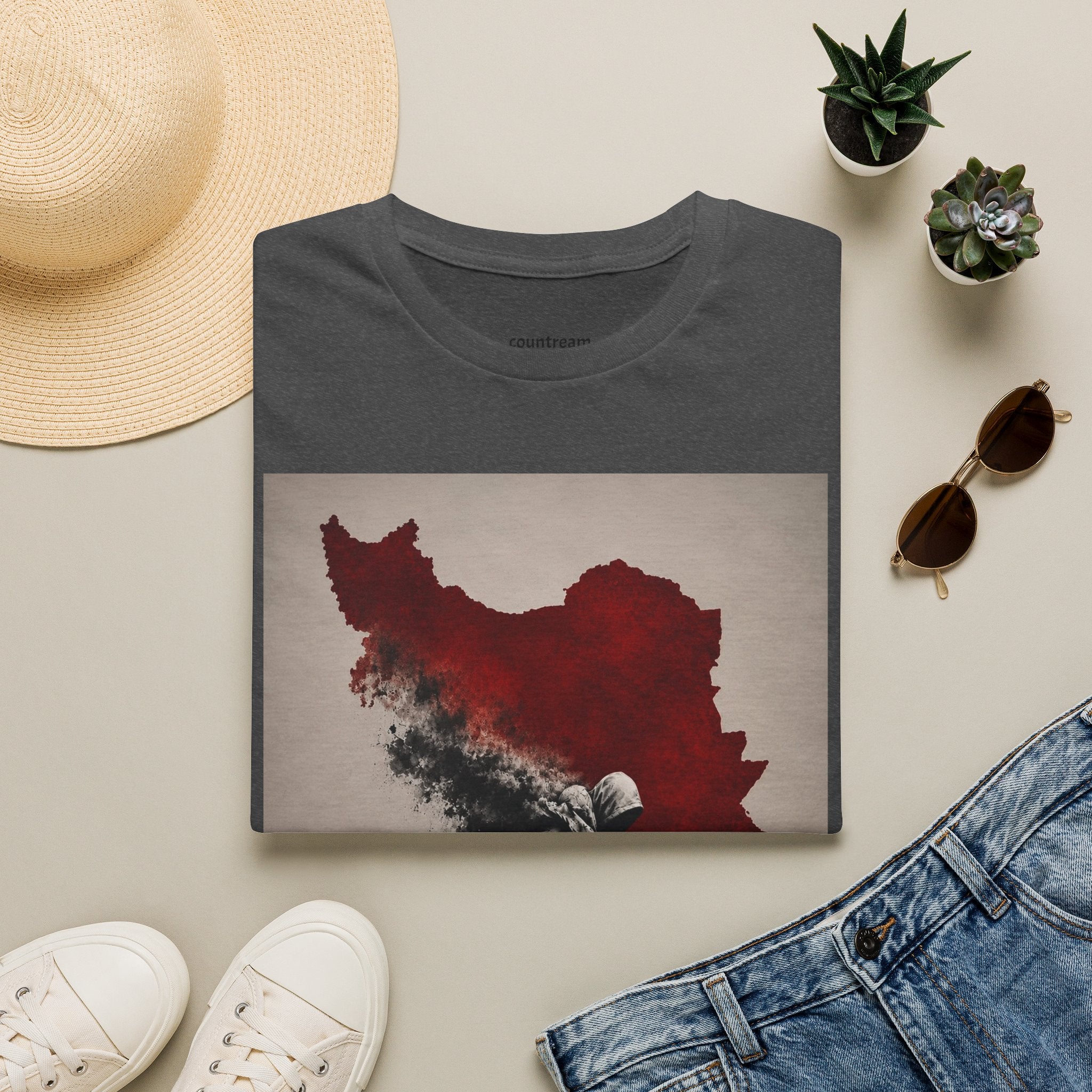 Lion Graphic T-Shirt — Regal Lion with Red Sun Art Print