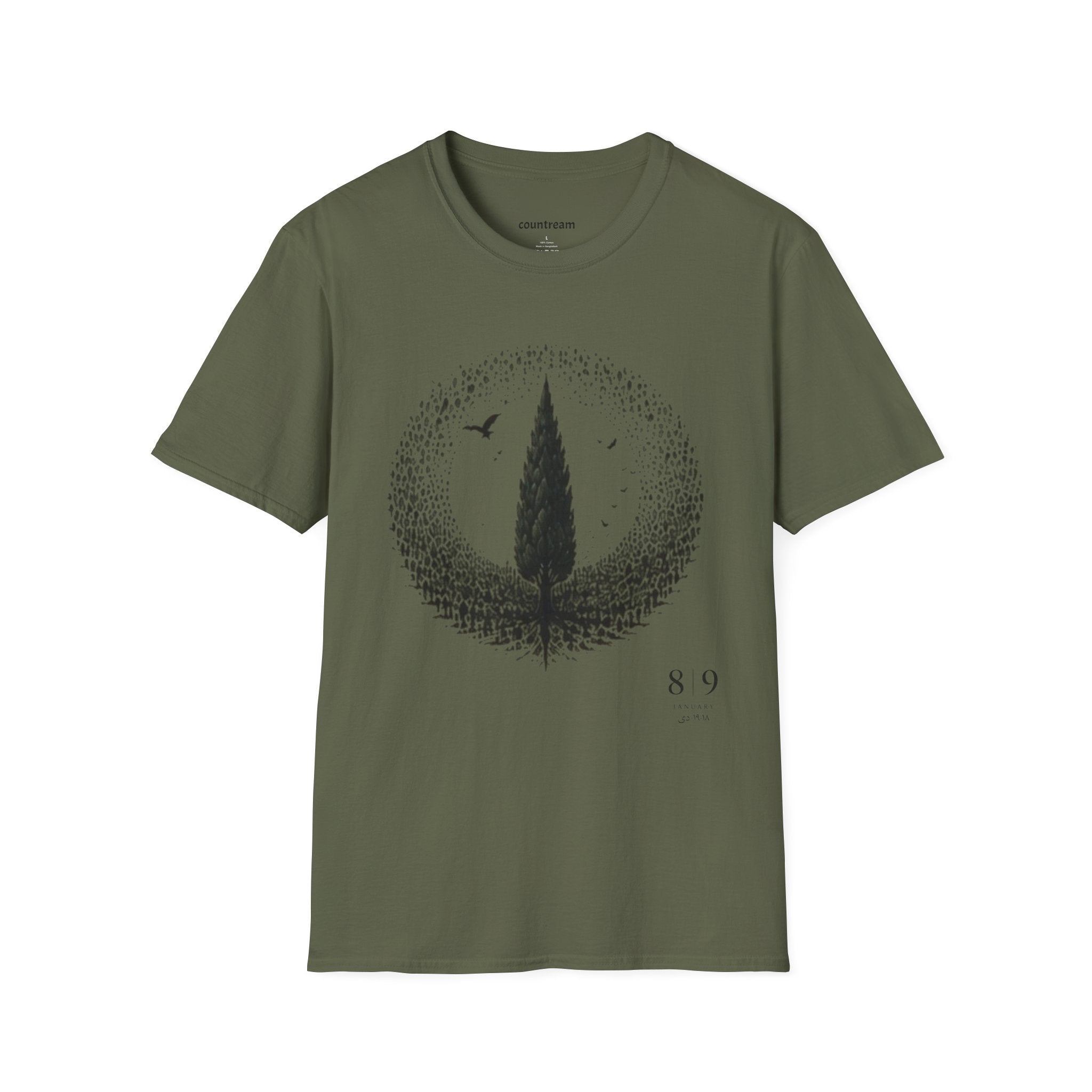 Tree Silhouette T-Shirt — Minimal Nature Graphic with Birds