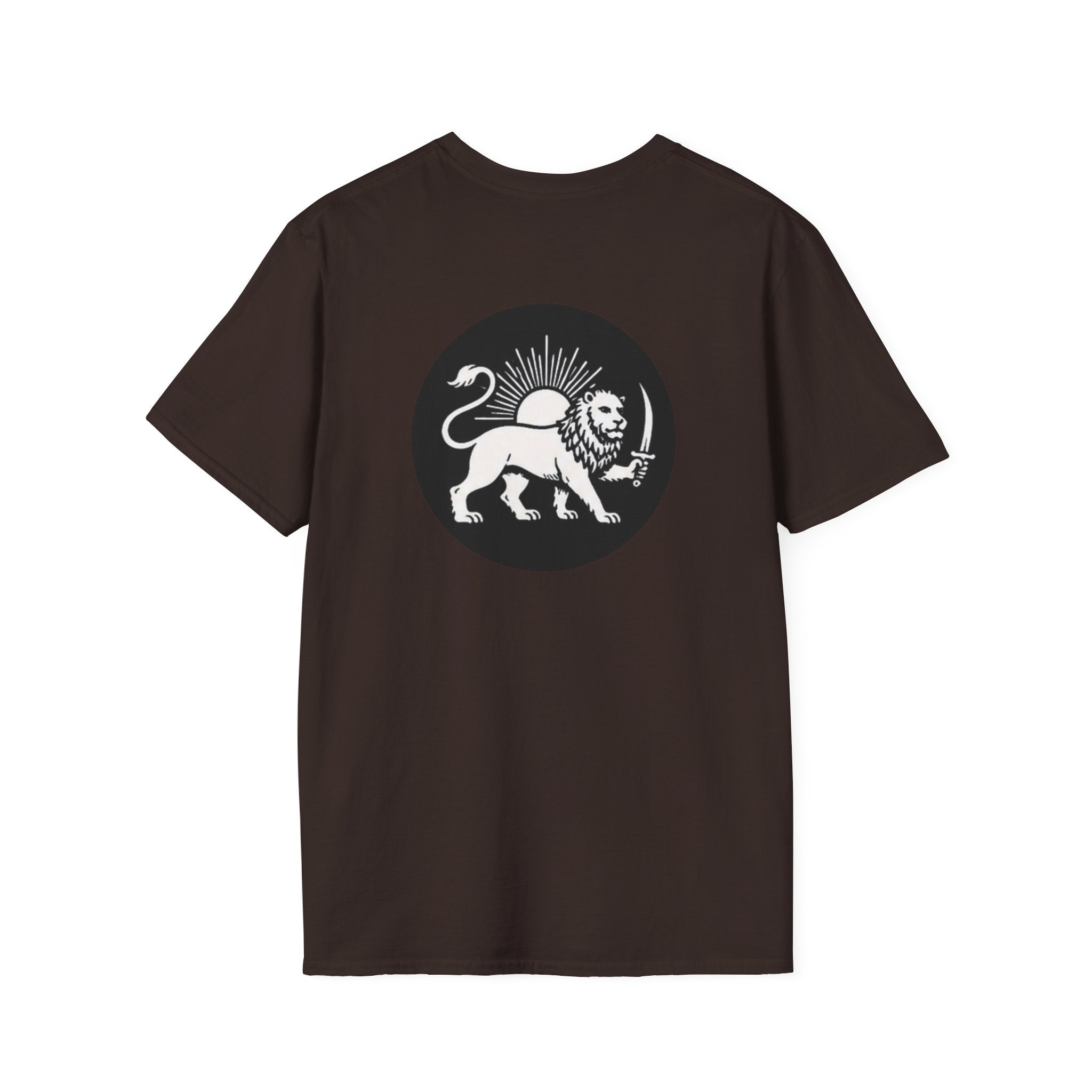 Lion Graphic T-Shirt — Regal Lion with Red Sun Art Print