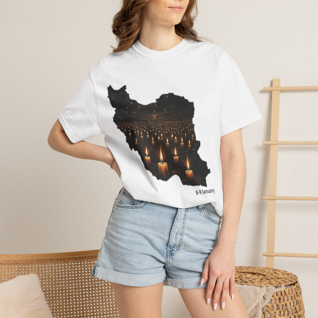 Memorial Candlemap T‑Shirt — Iran Candlelight Vigil 8-9 January / 18-19 Tribute