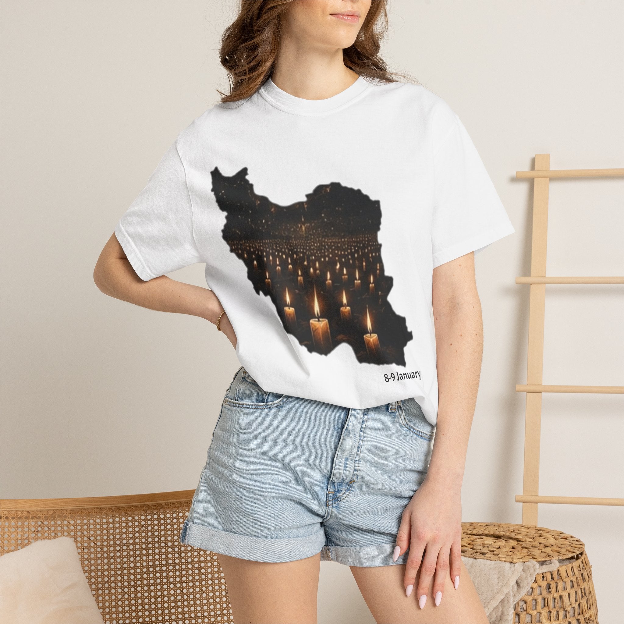 Memorial Candlemap T‑Shirt — Iran Candlelight Vigil 8-9 January / 18-19 Tribute