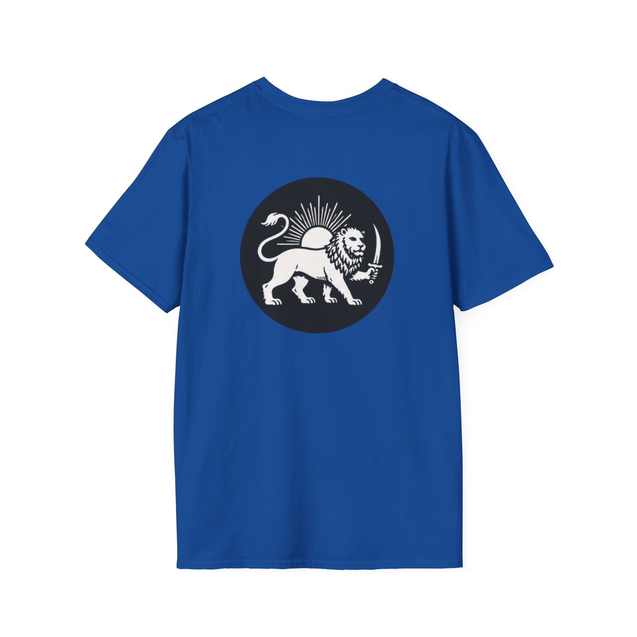 Lion Graphic T-Shirt — Regal Lion with Red Sun Art Print
