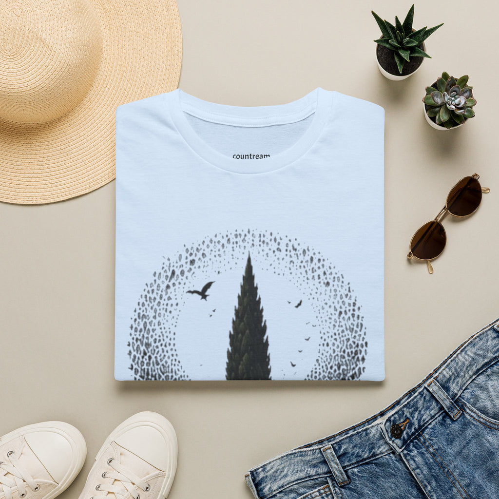 Tree Silhouette T-Shirt — Minimal Nature Graphic with Birds